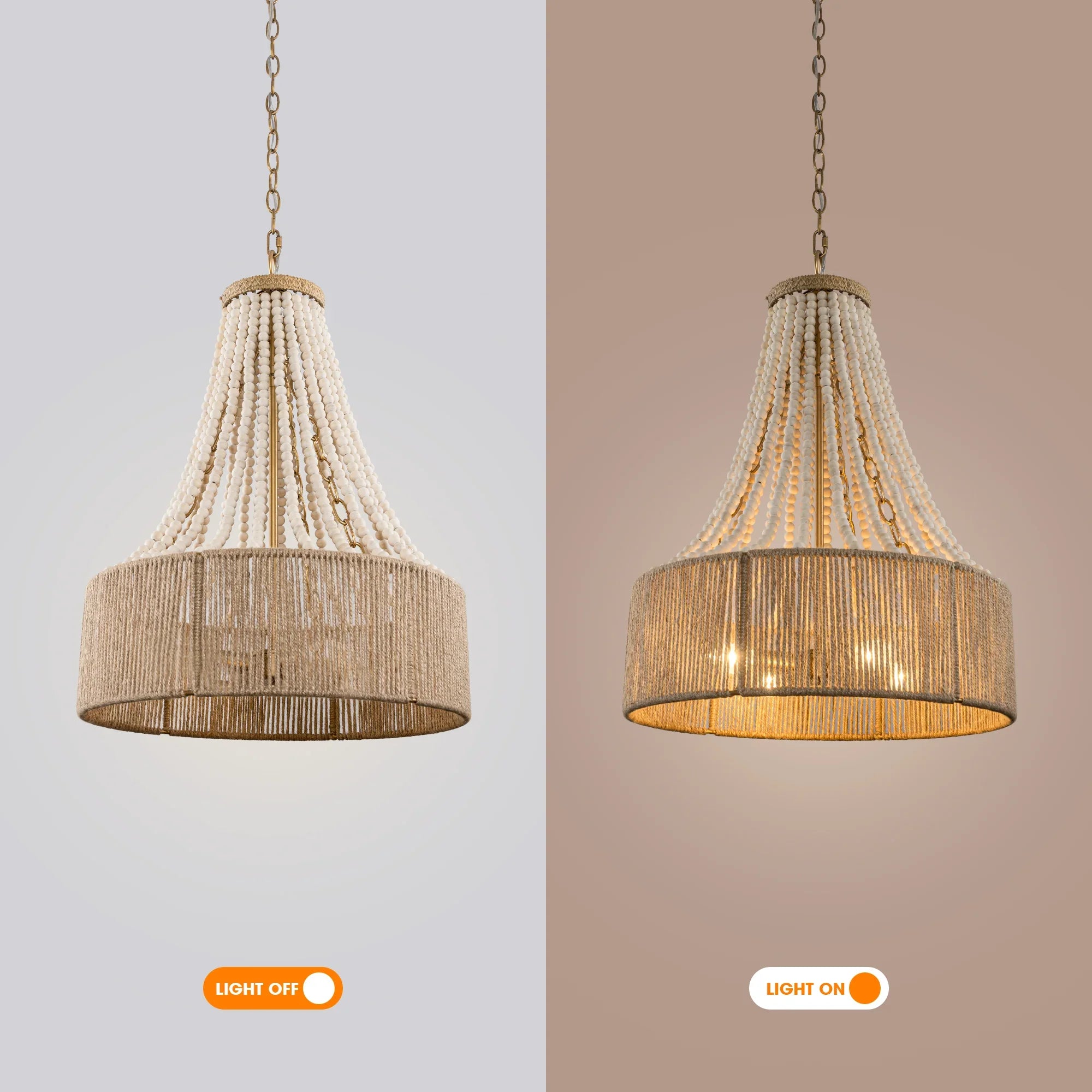 4-Light Golden Bohemian Dry Rated Chandelier