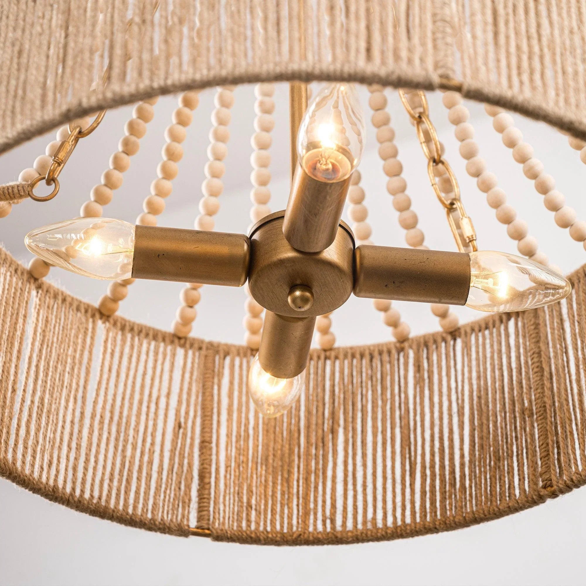 4-Light Golden Bohemian Dry Rated Chandelier