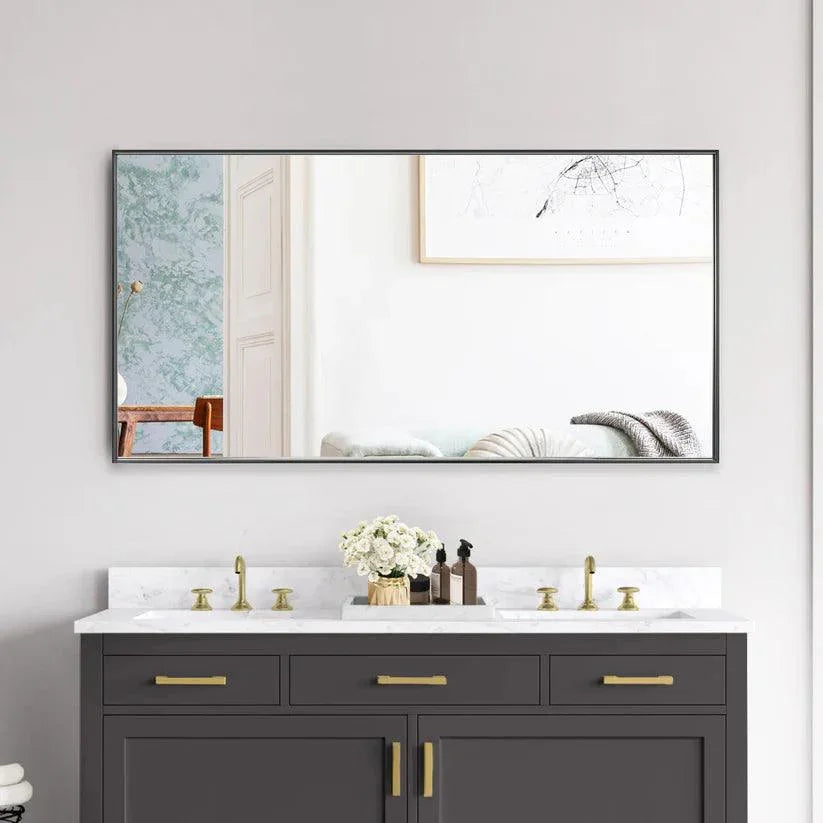 Reflections Sleek Modern Black Aluminum Framed Wall Mirror