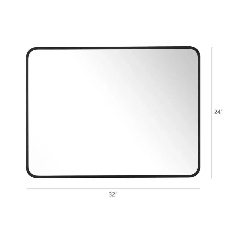 Reflections Sleek Modern Black Aluminum Framed Soft Corner Wall Mirror