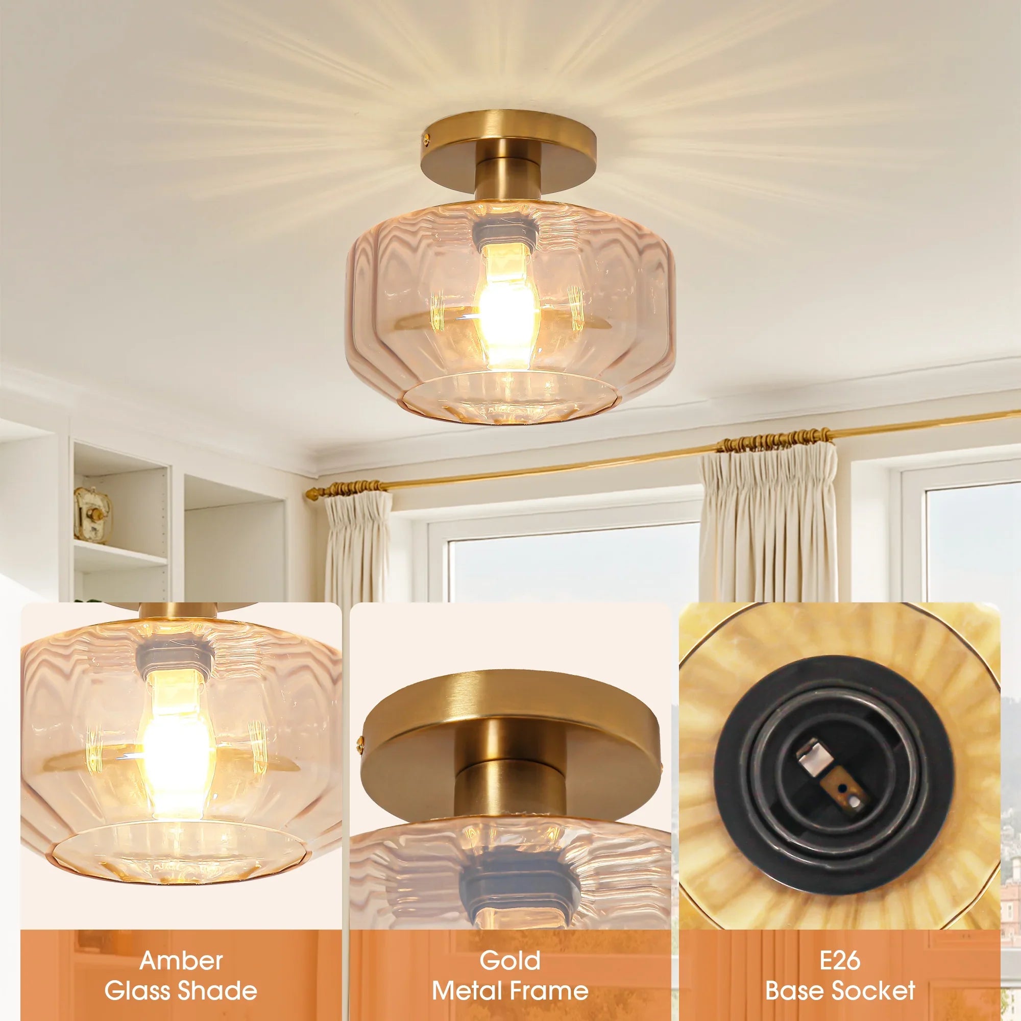 9 Inch Gerald 1-Light Semi-Flush Mount Ceiling Light
