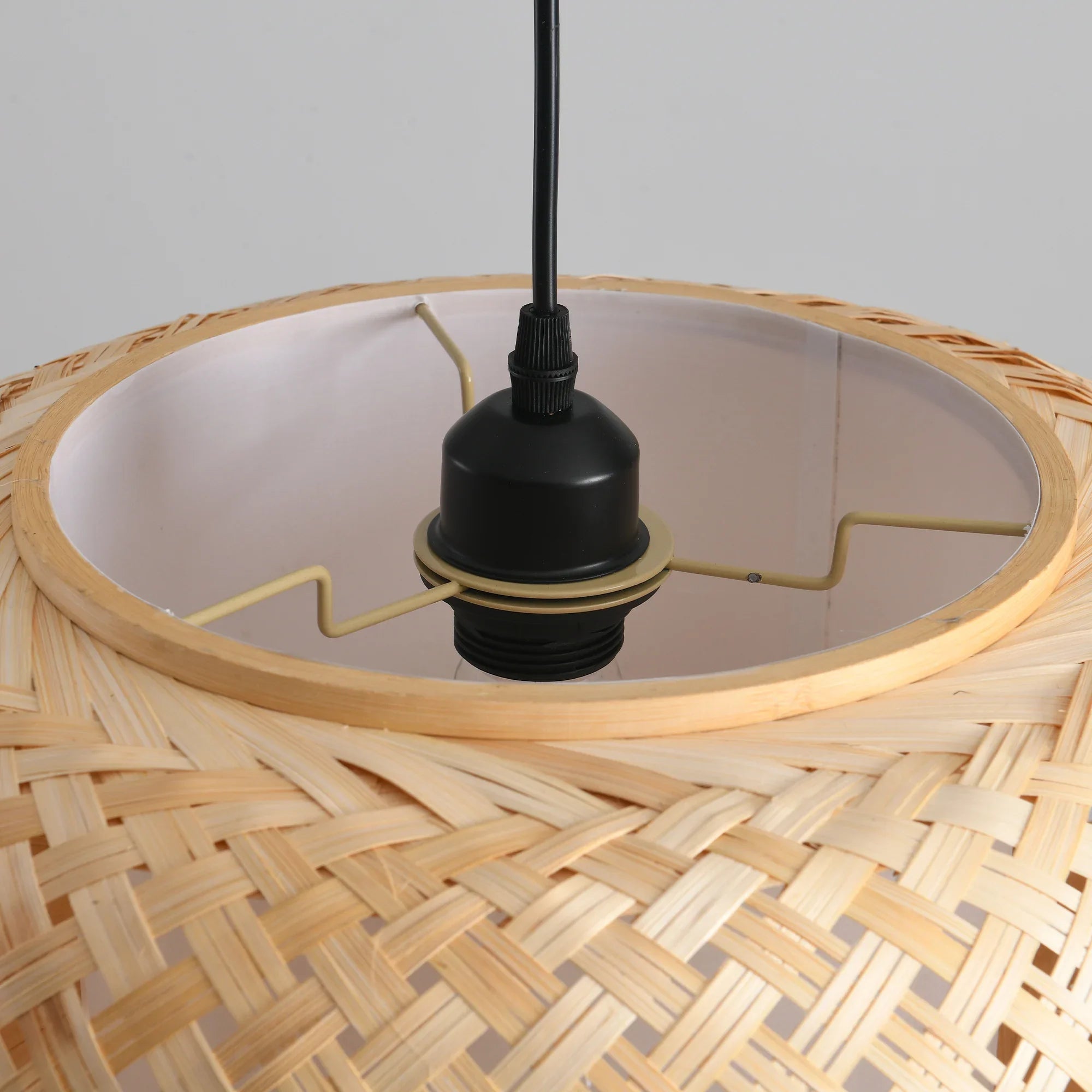 16" Yehudi Bohemian Handwoven Bamboo Island Pendant Light