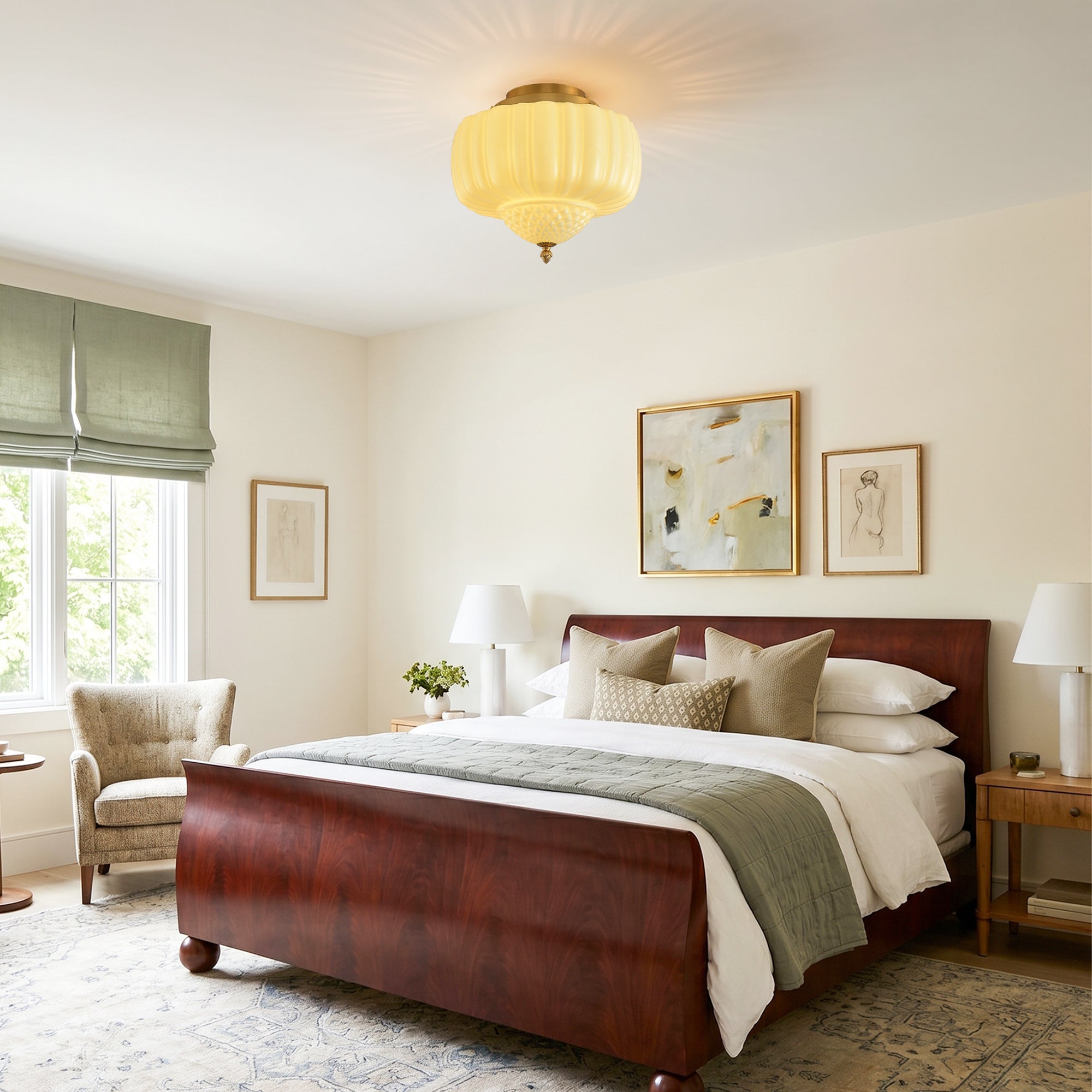 Patricia 3-Light Gold Brass Flush Mount Ceiling Light