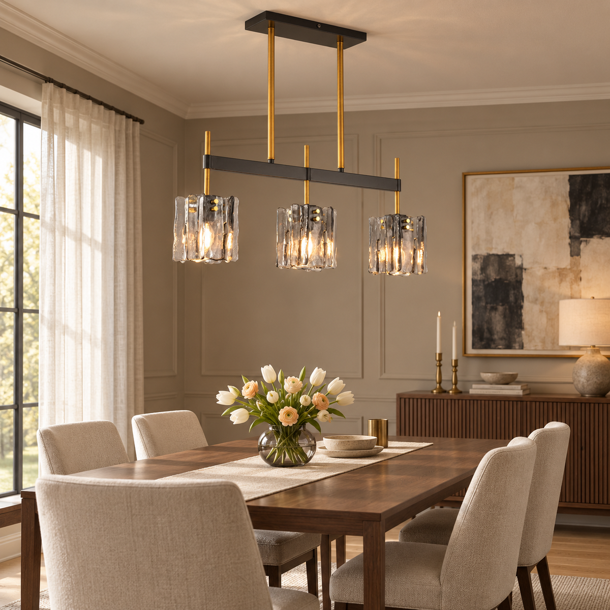 Kerr 3-Light Linear Island Chandelier