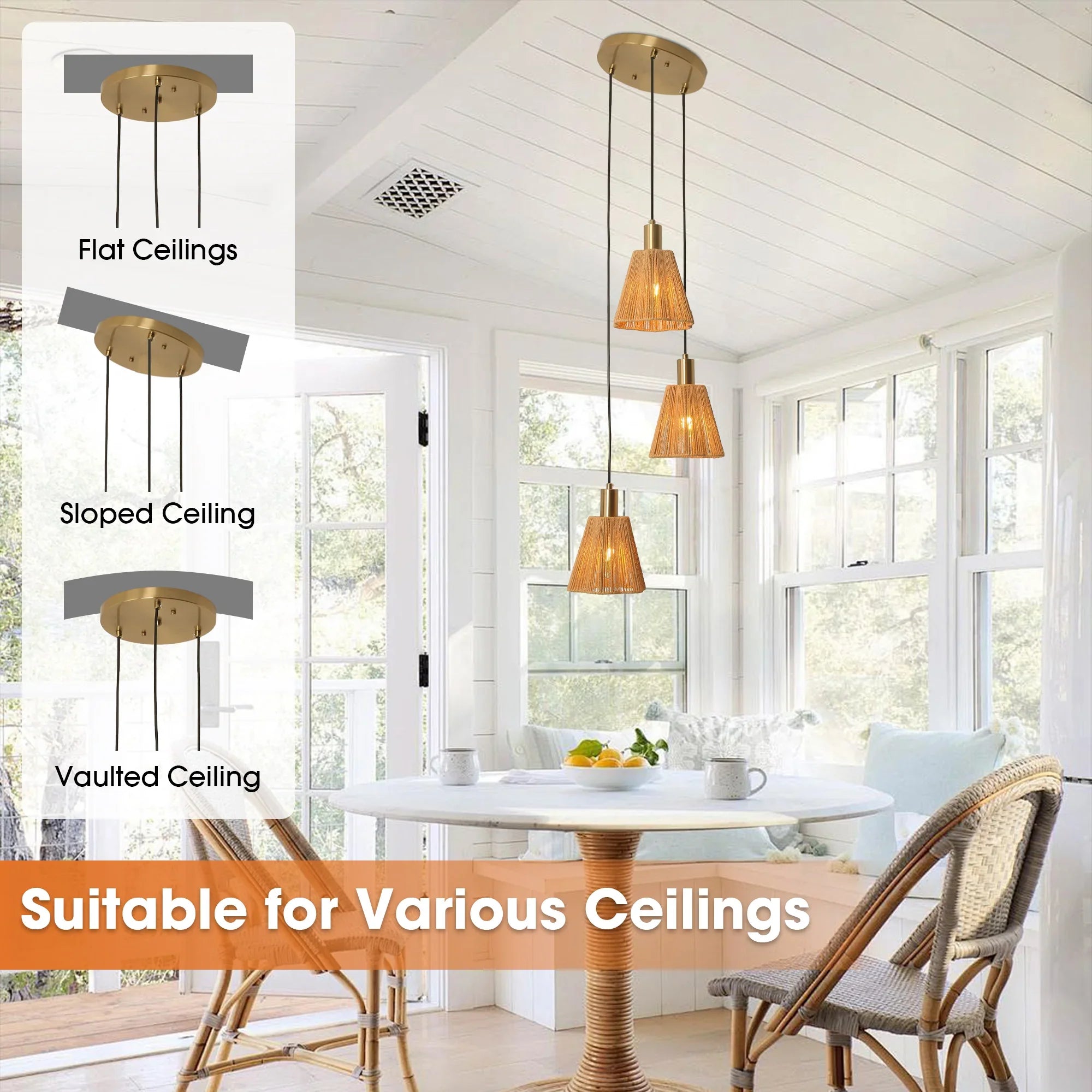 15 Inch Merle 3-Light Island Pendant Light