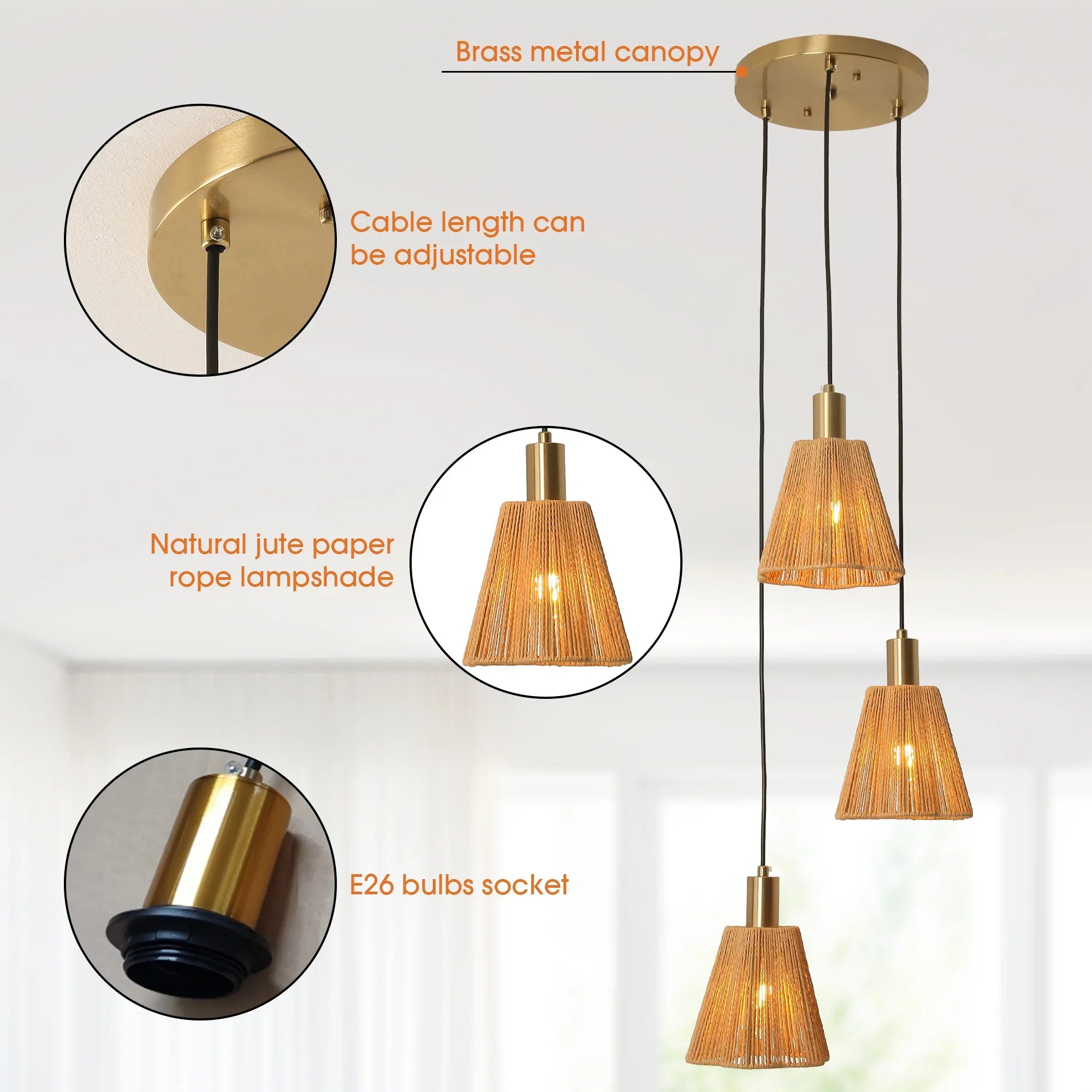 15 Inch Merle 3-Light Island Pendant Light