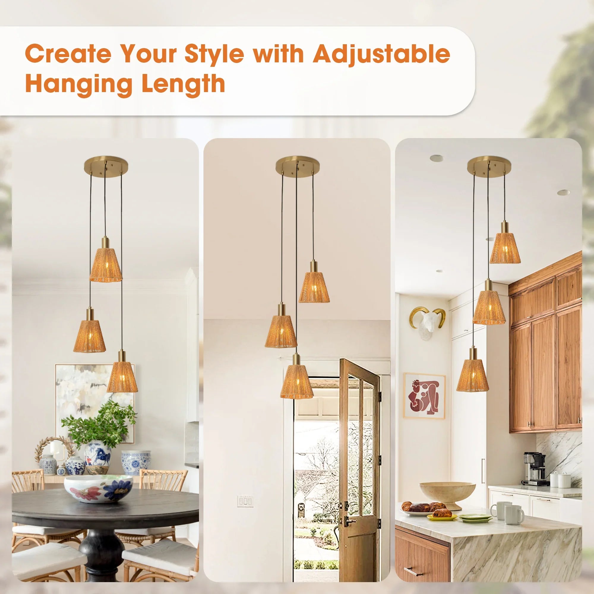 15 Inch Merle 3-Light Island Pendant Light