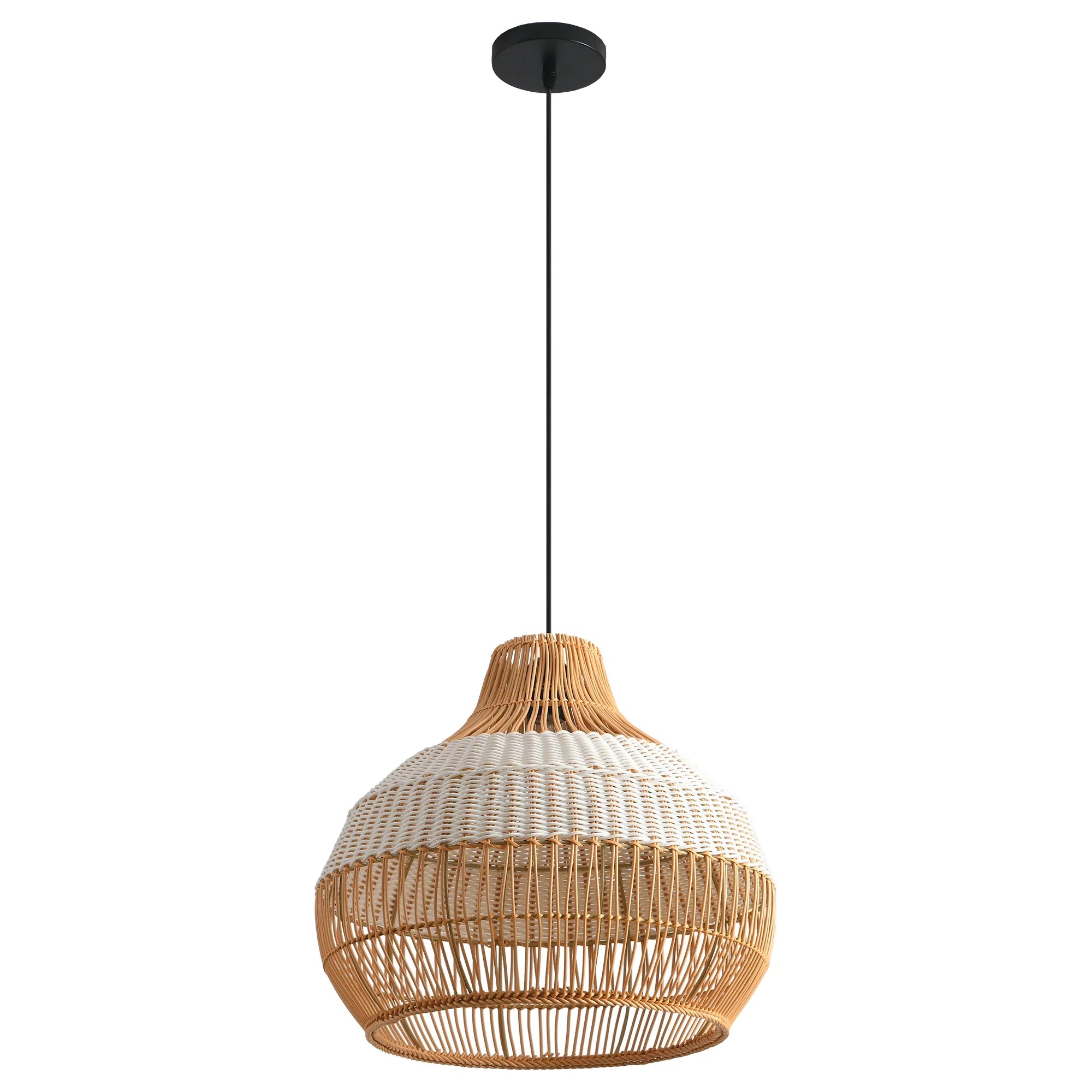 17" Yale Bohemian Handwoven Rattan Island Pendant Light