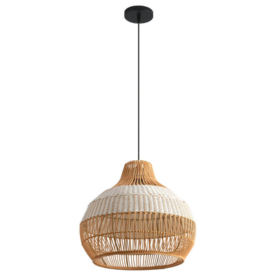 17" Yale Bohemian Handwoven Rattan Island Pendant Light