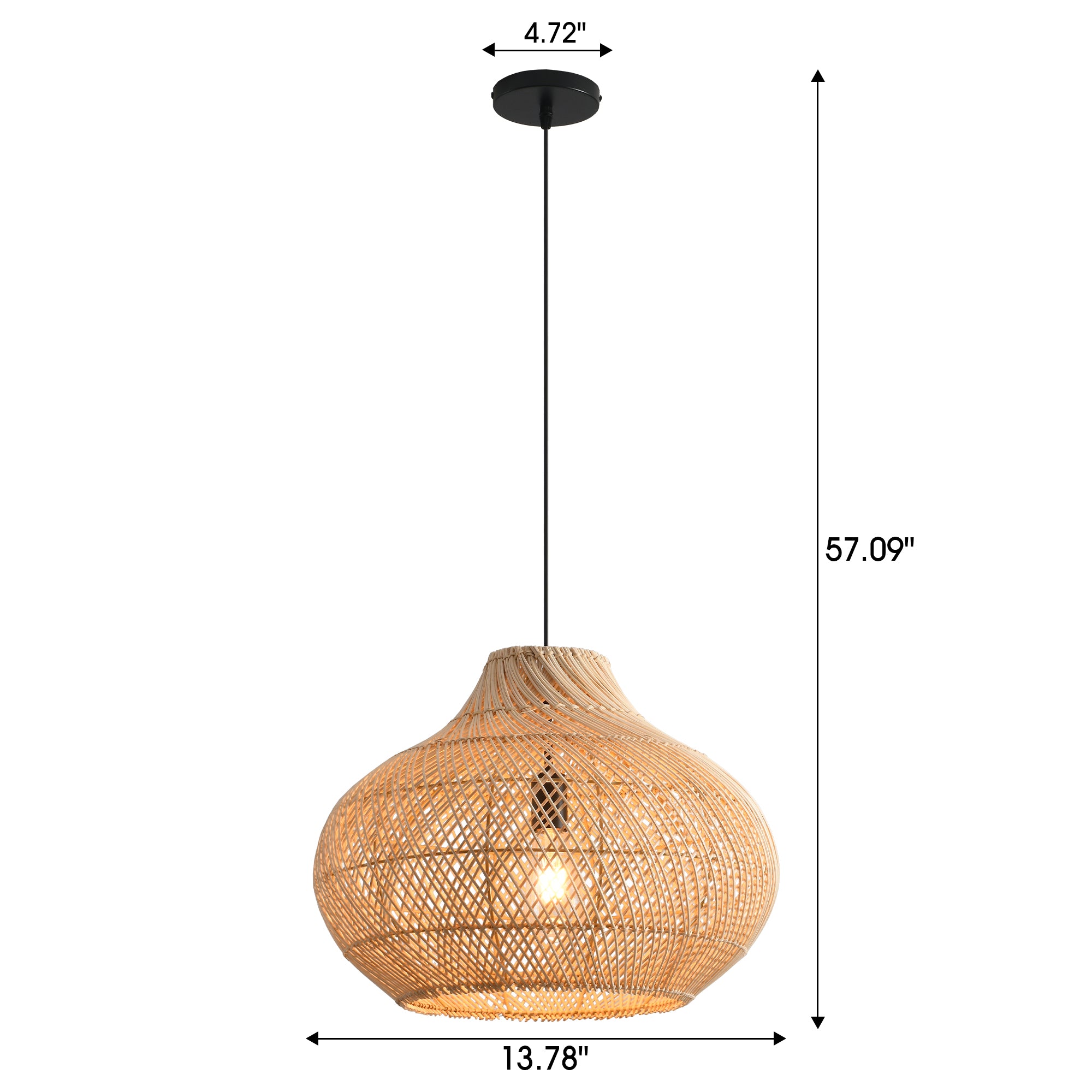 14" Xavier Bohemian Handwoven Rattan Island Pendant Light