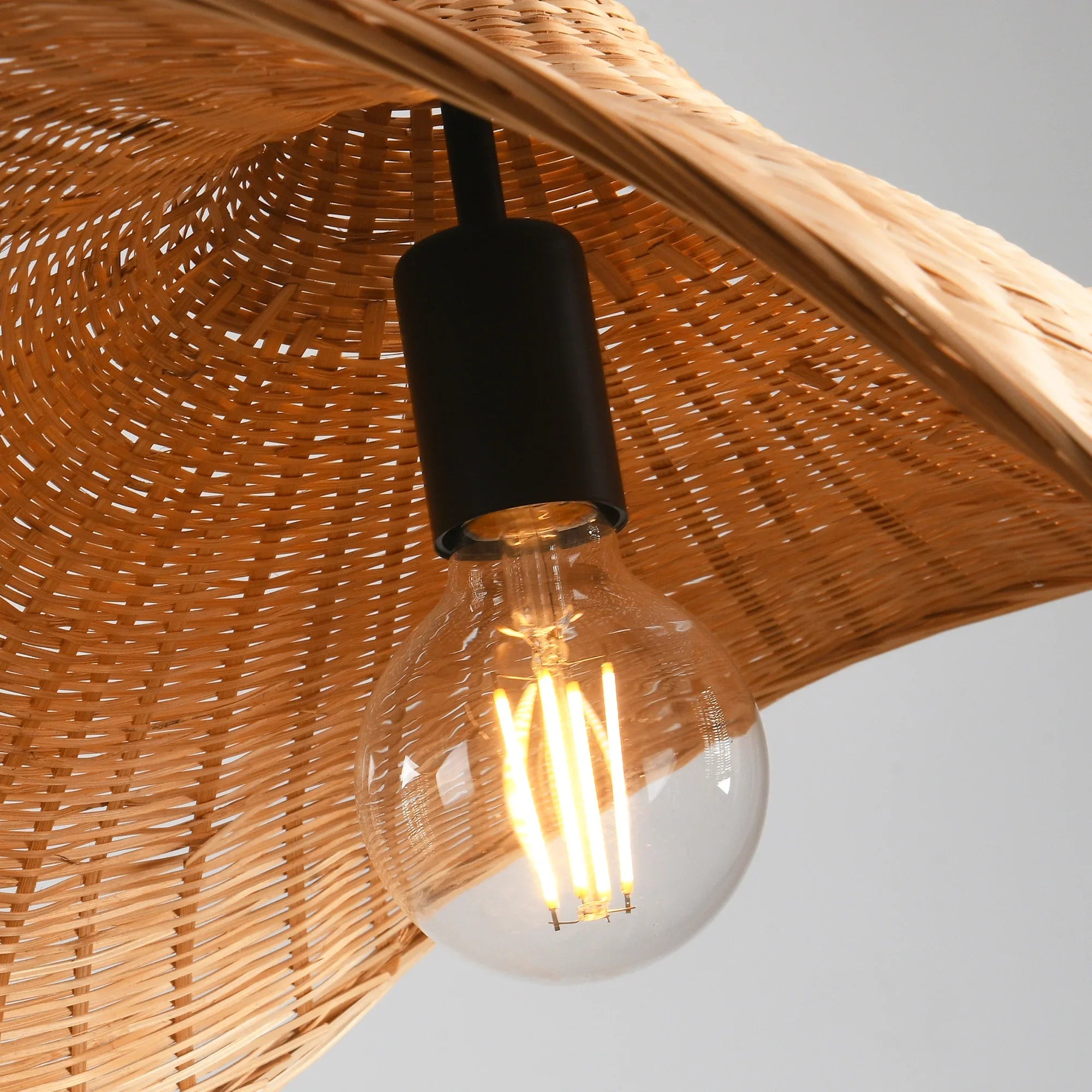 20" Werner Bohemian Handwoven Bamboo Island Pendant Light