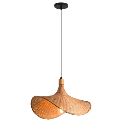 20" Werner Bohemian Handwoven Bamboo Island Pendant Light