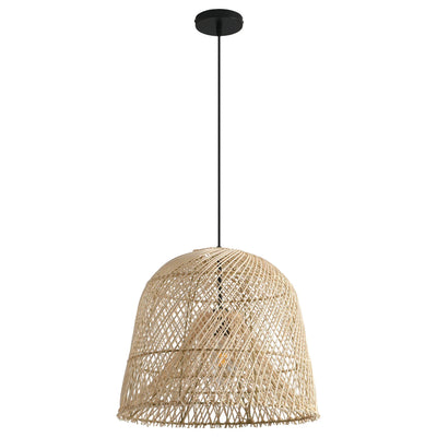 15" Wendell Bohemian Handwoven Rattan Island Pendant Light