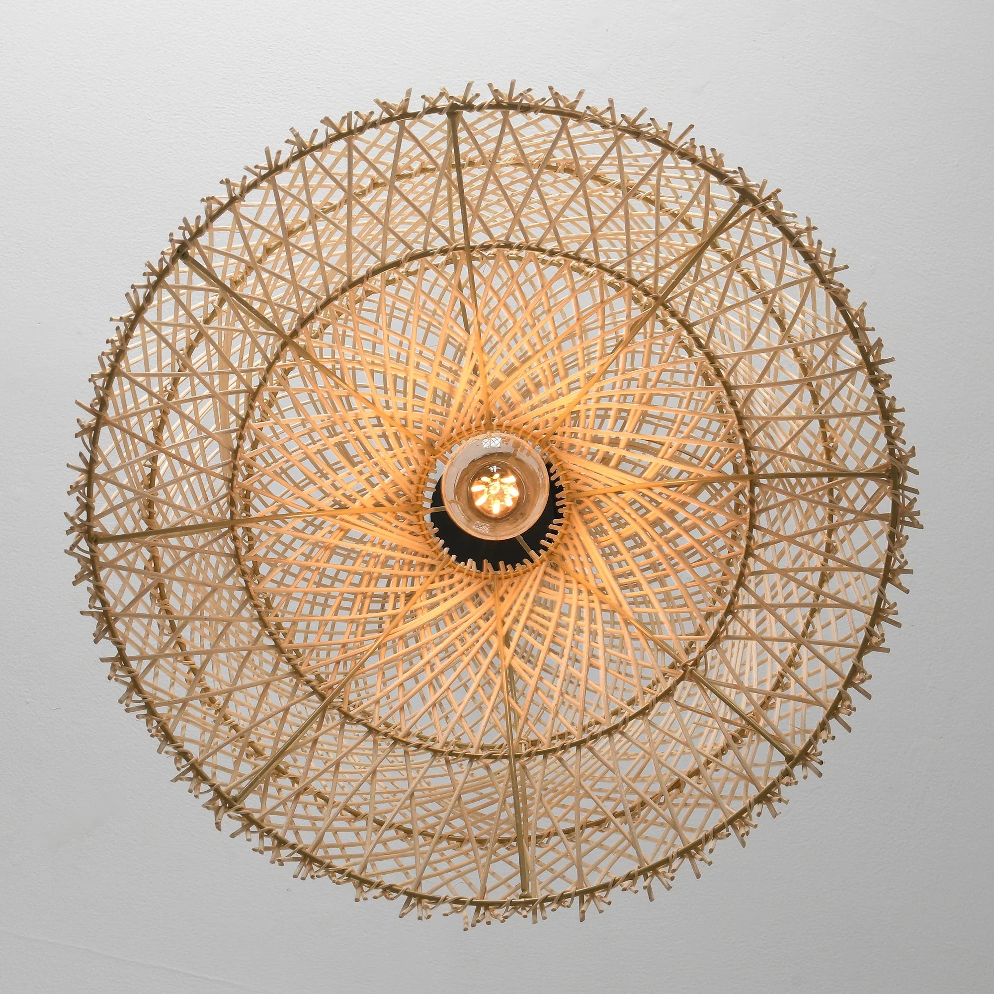 15" Wendell Bohemian Handwoven Rattan Island Pendant Light