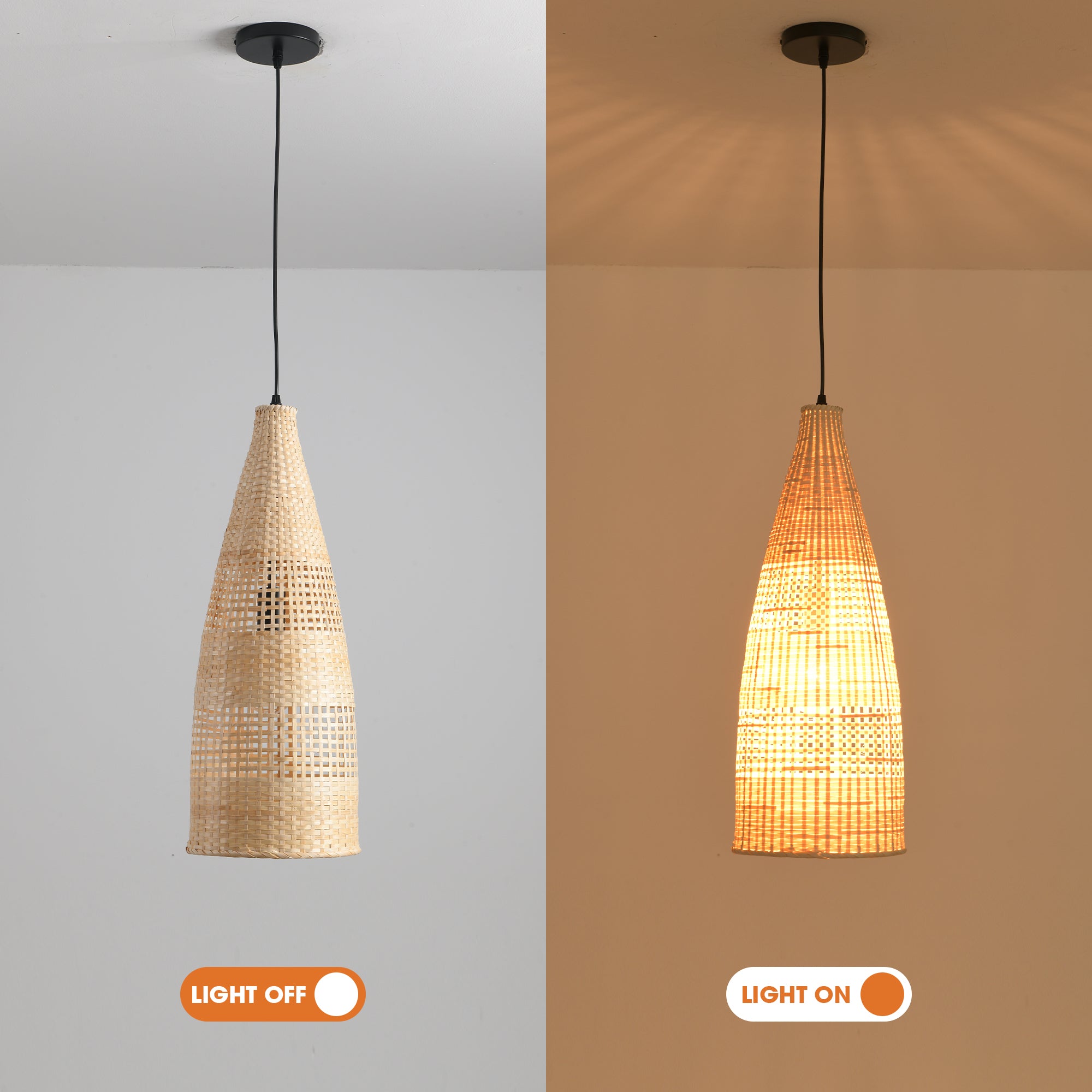 9" Vivian Bohemian Handwoven Bamboo Island Pendant Light