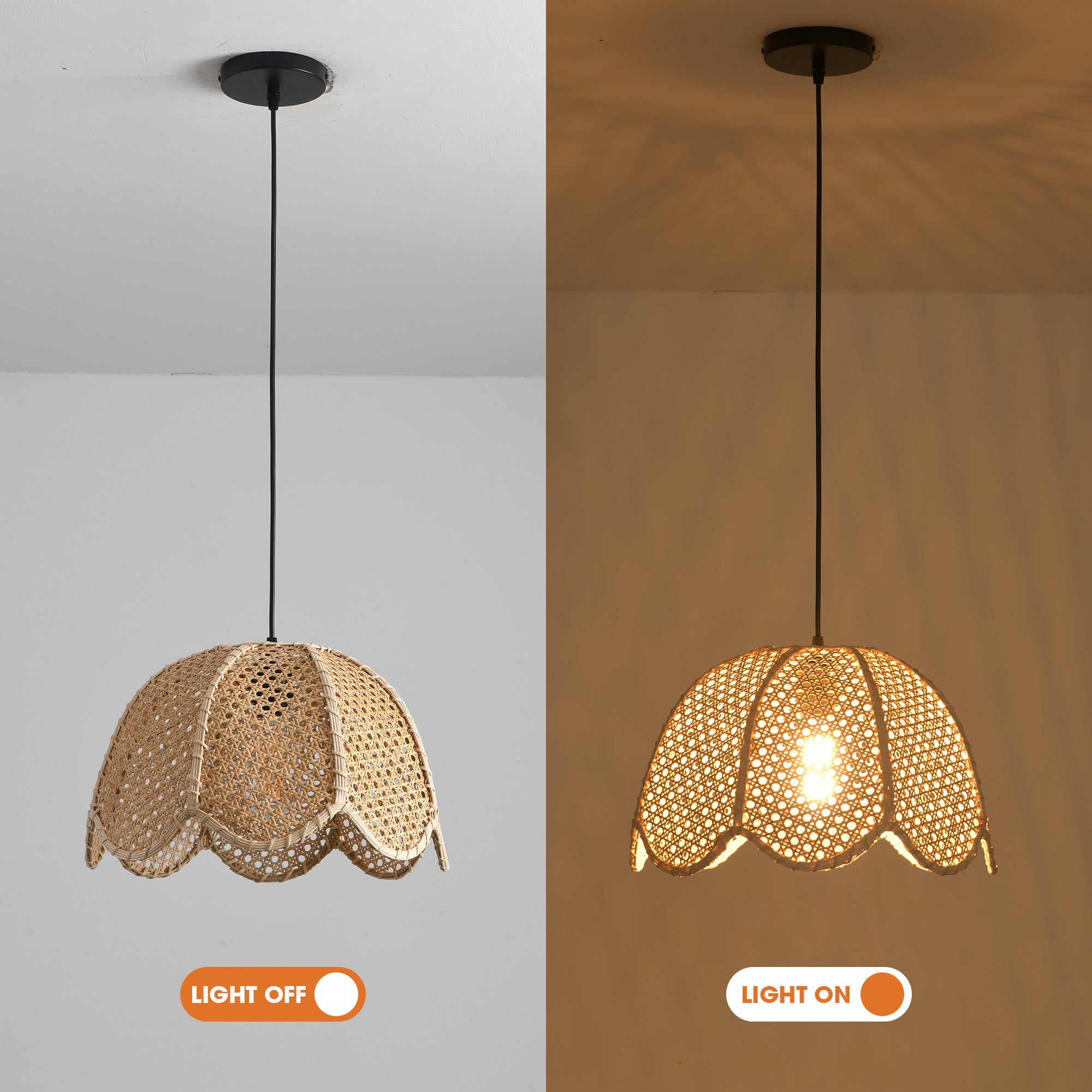 16" Verne Bohemian Handwoven Rattan Island Pendant Light