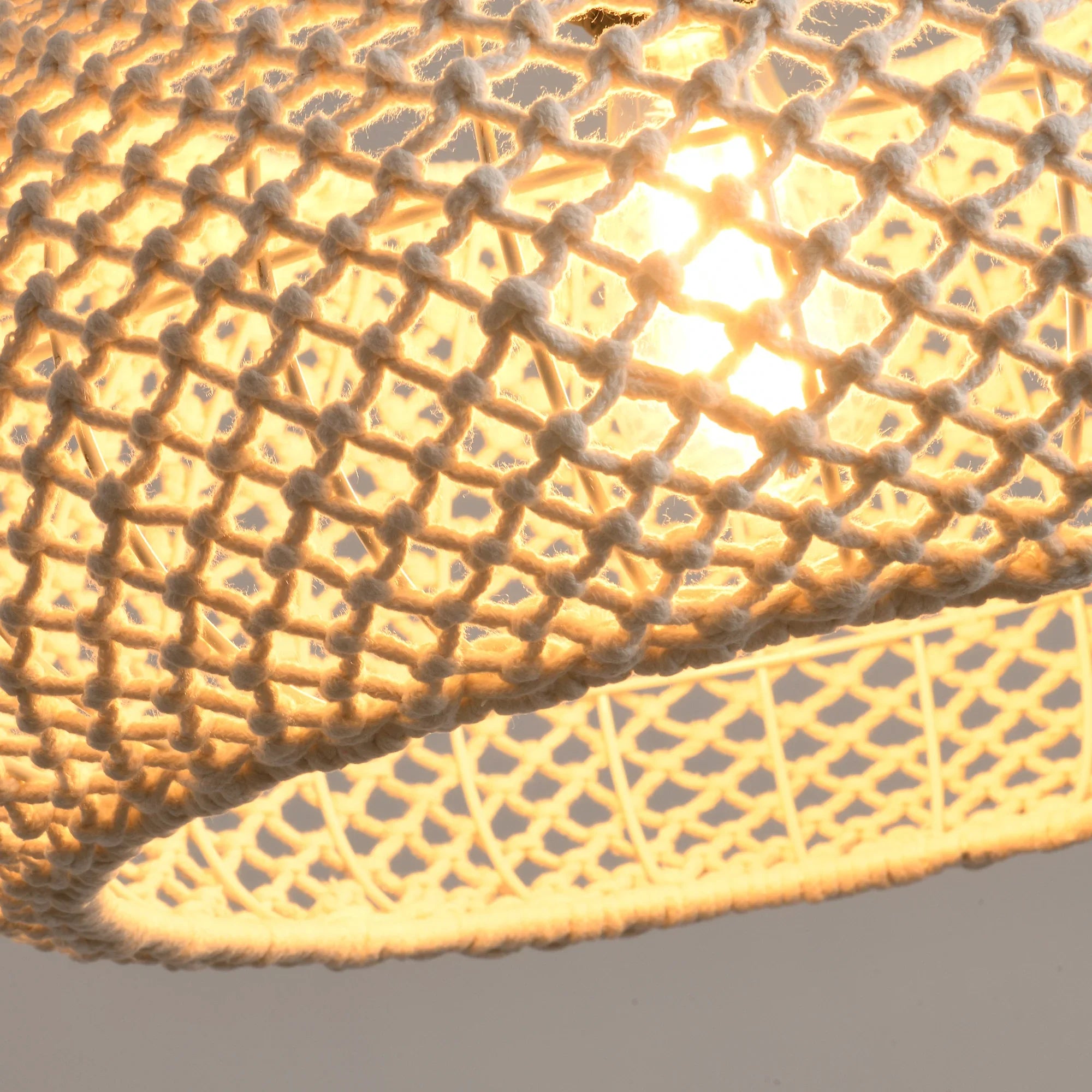 19" Tyler Bohemian Handwoven Cotton Rope Island Pendant Light