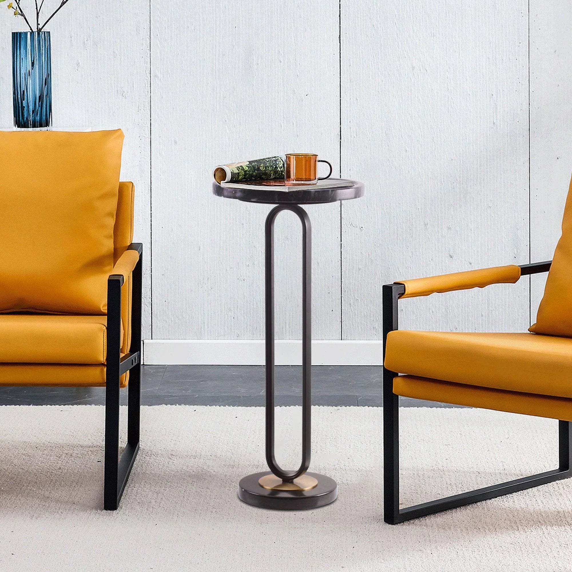 12" Black Round Side Table