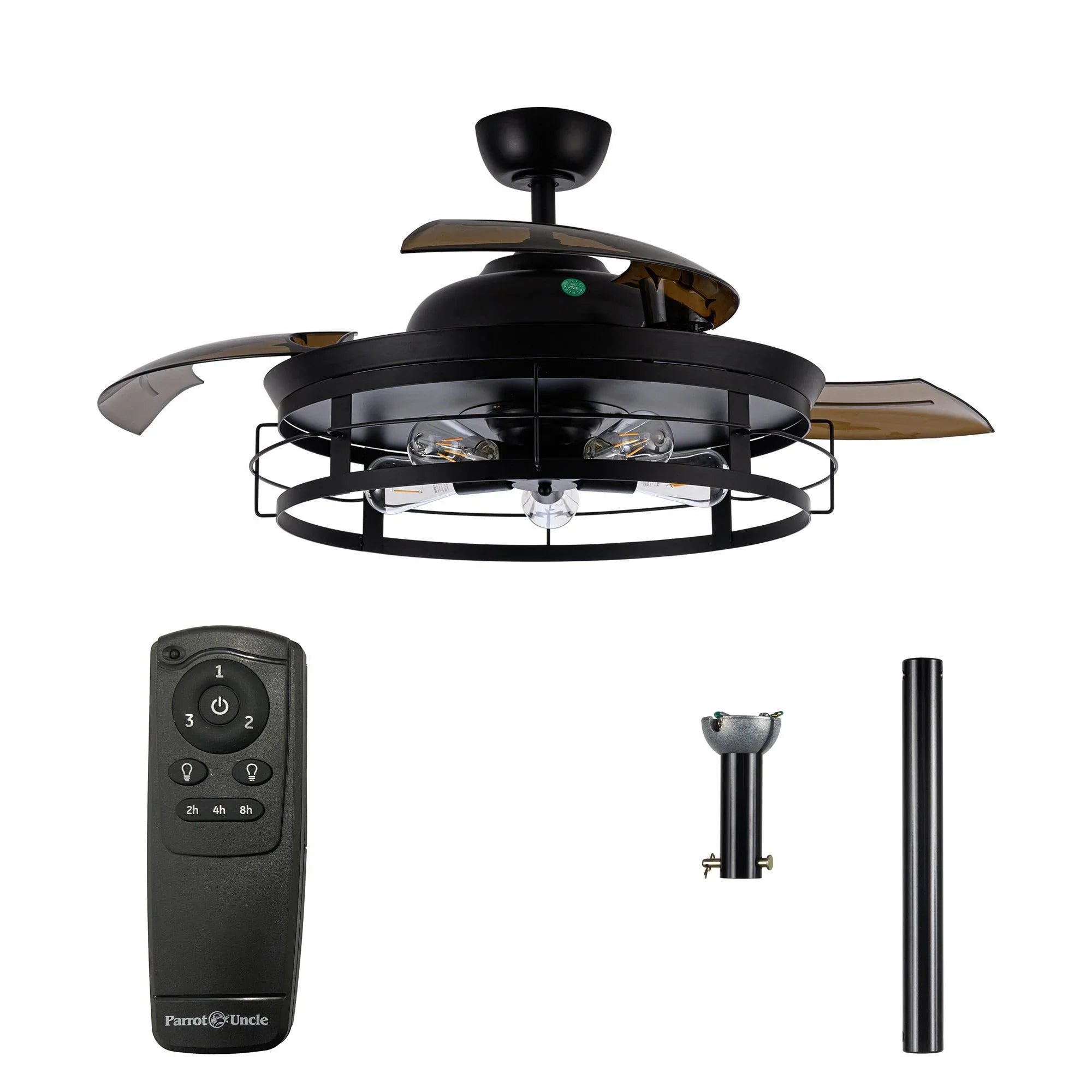 52" Industrial Downrod Mount Ceiling Fan with Lighting and Remote Control