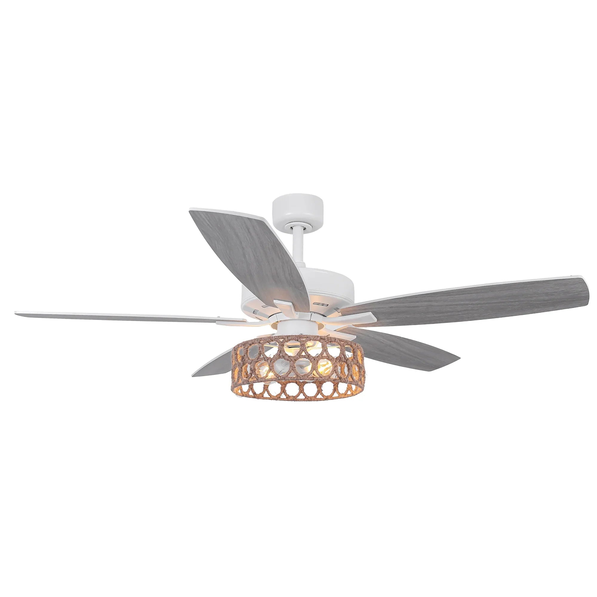 52 Inch Harriet White Farmhouse Ceiling Fan with Light and Remote Control