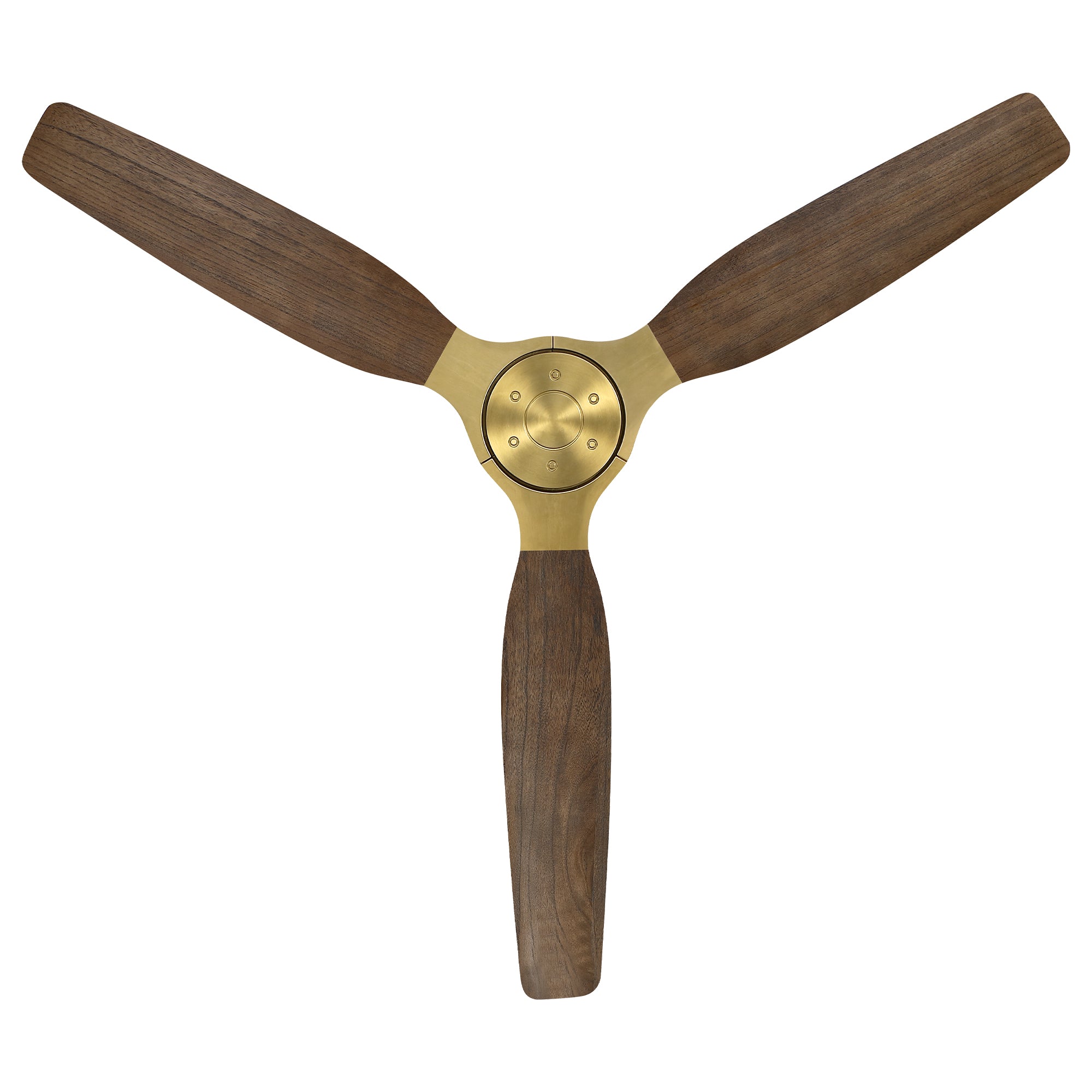 56" Soft Brass Solid Wood Blades Downrod Mount Ceiling Fan