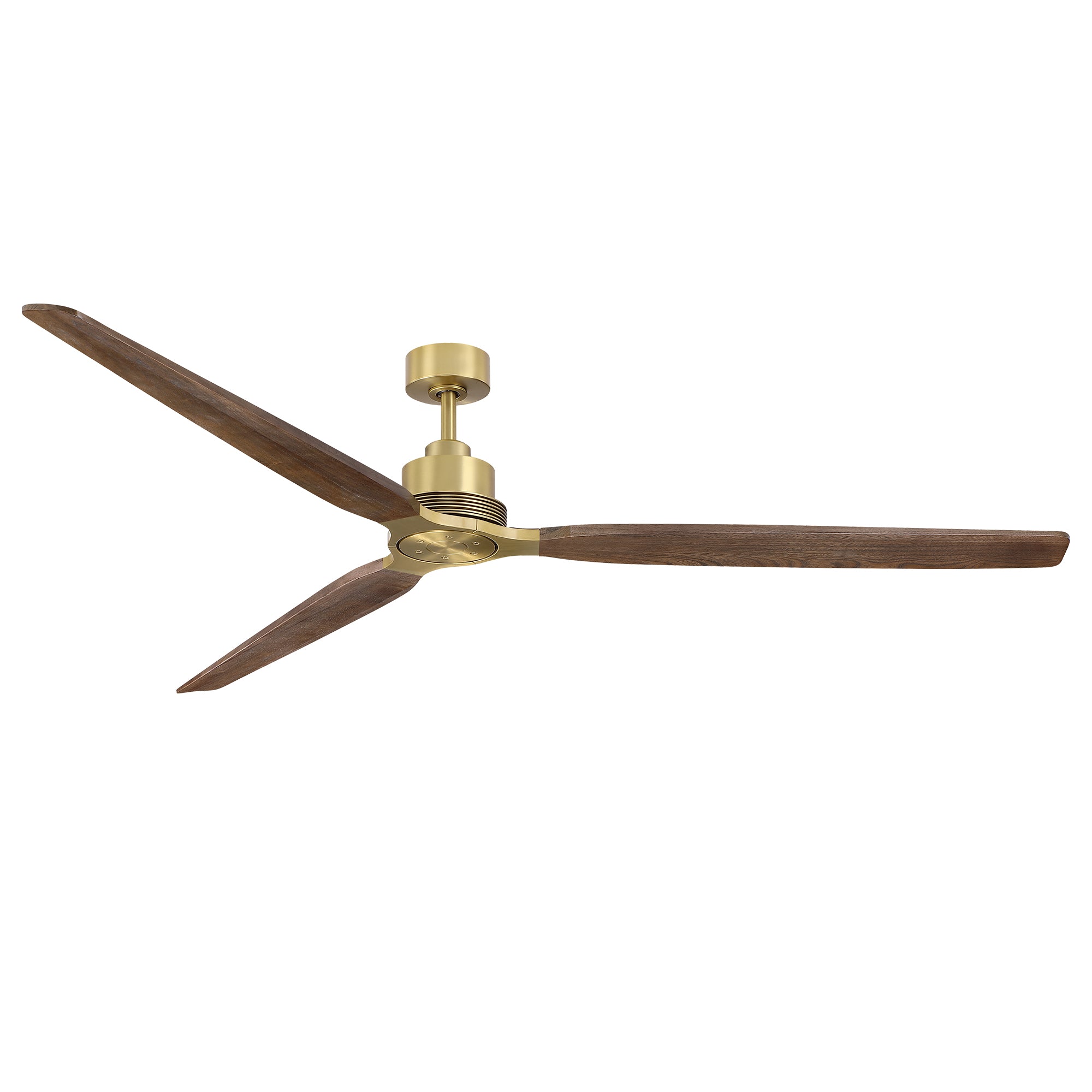 84" Soft Brass Solid Wood Blades Downrod Mount Large Ceiling Fan