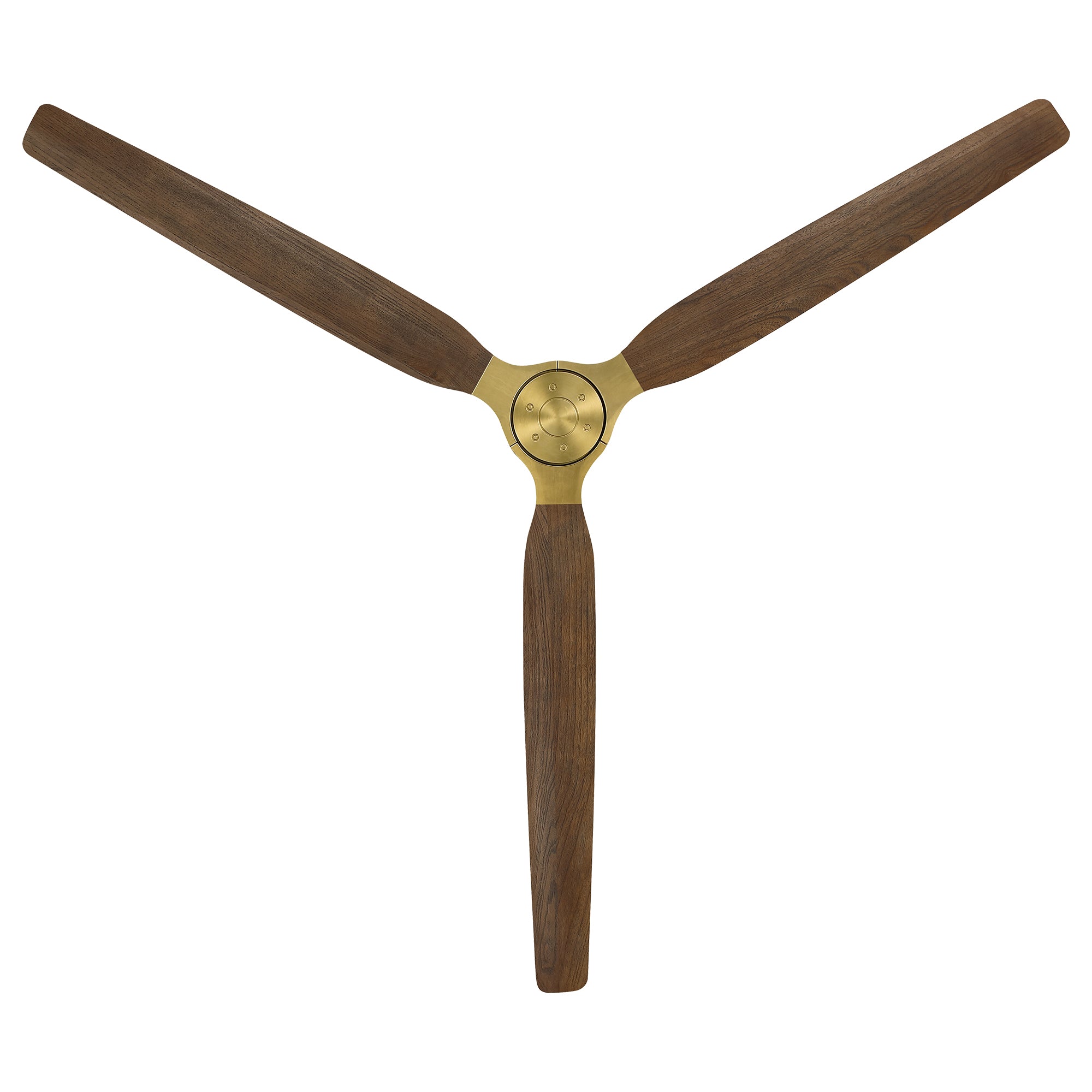 84" Soft Brass Solid Wood Blades Downrod Mount Large Ceiling Fan