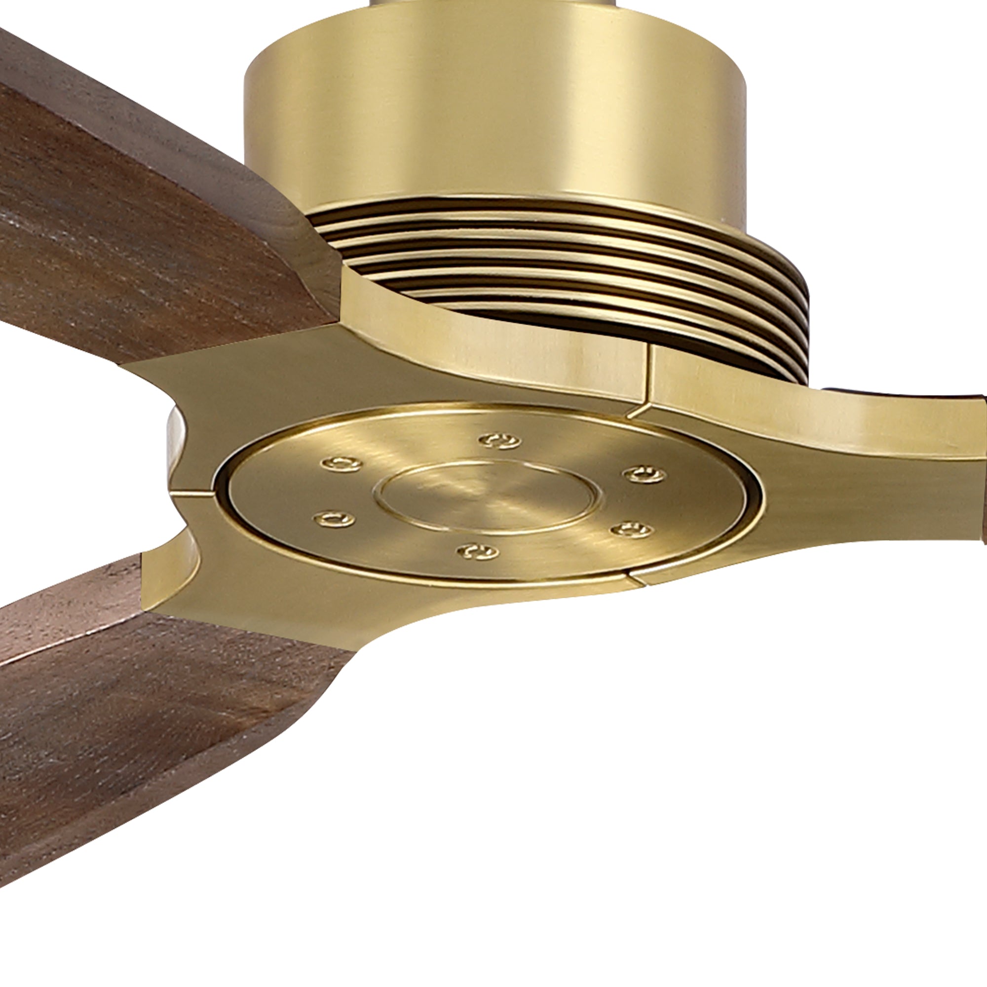 84" Soft Brass Solid Wood Blades Downrod Mount Large Ceiling Fan