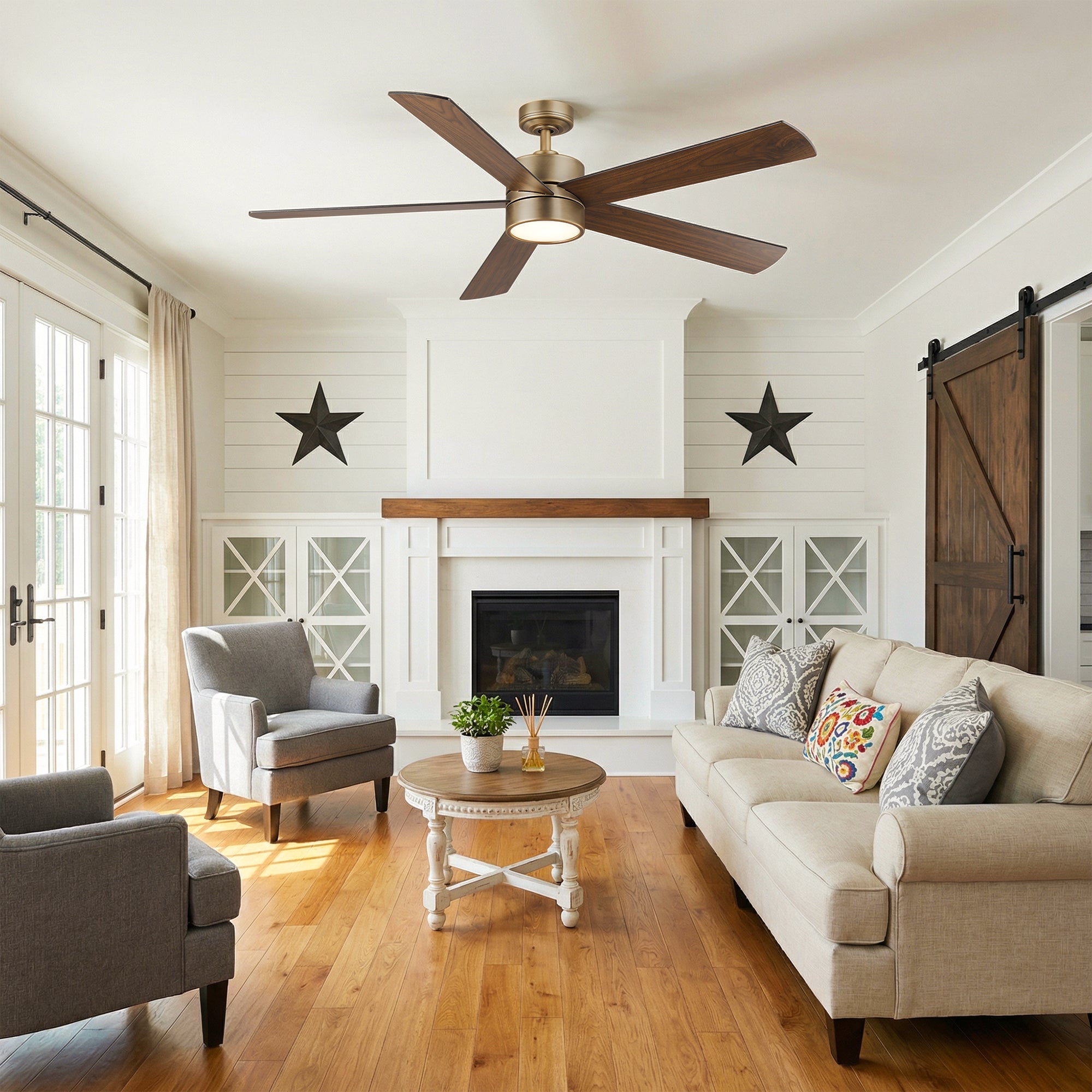 60" Adair Double-sided Blades Downrod Mount LED Ceiling Fan