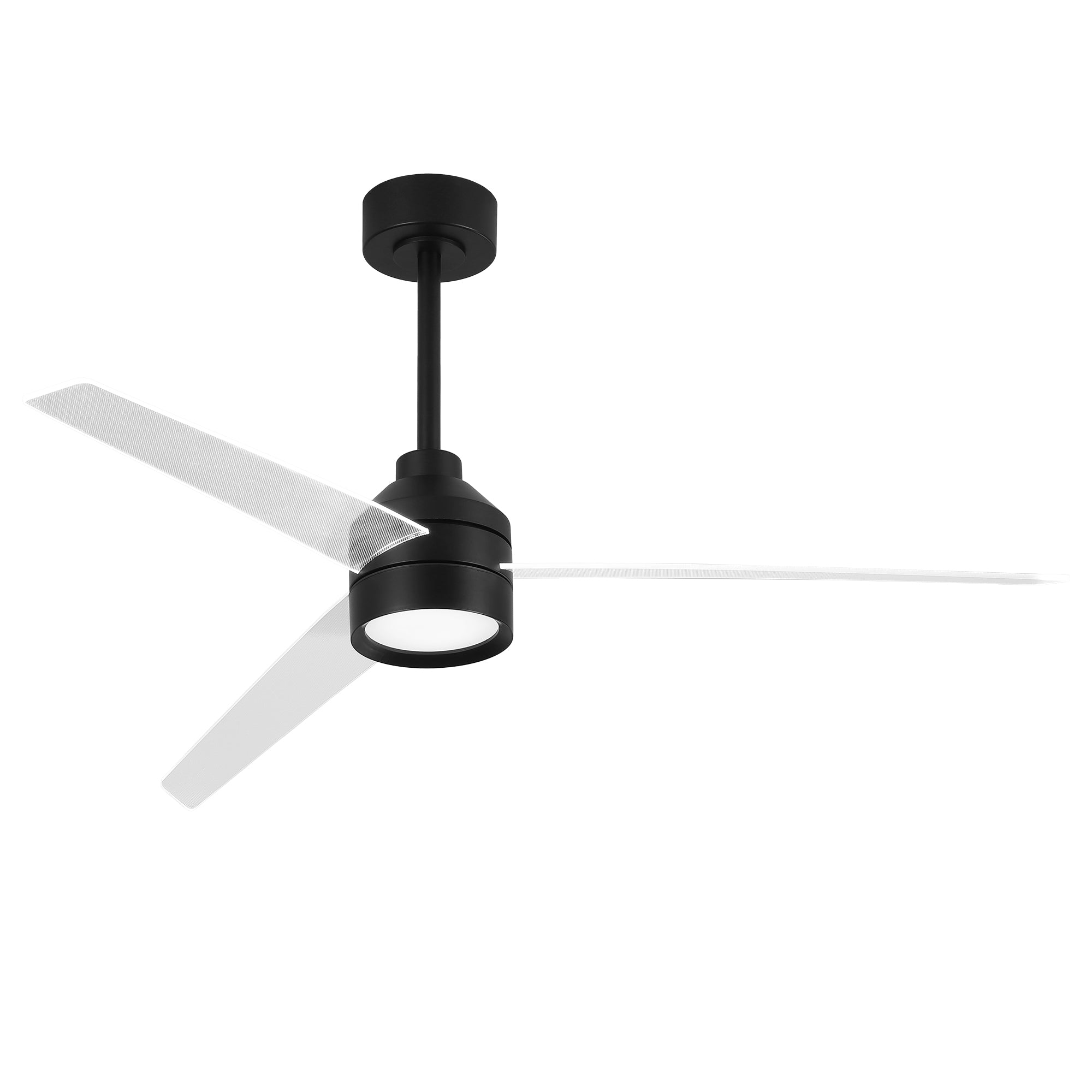 55" Xenia Black Downrod Mount LED Ceiling Fan with Clear Blades