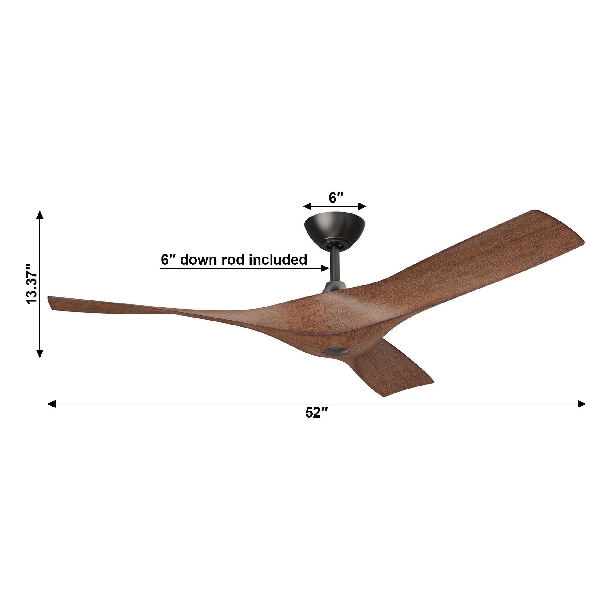 52" Windmill Industrial DC Motor Downrod Mount Reversible Ceiling Fan with Remote Control