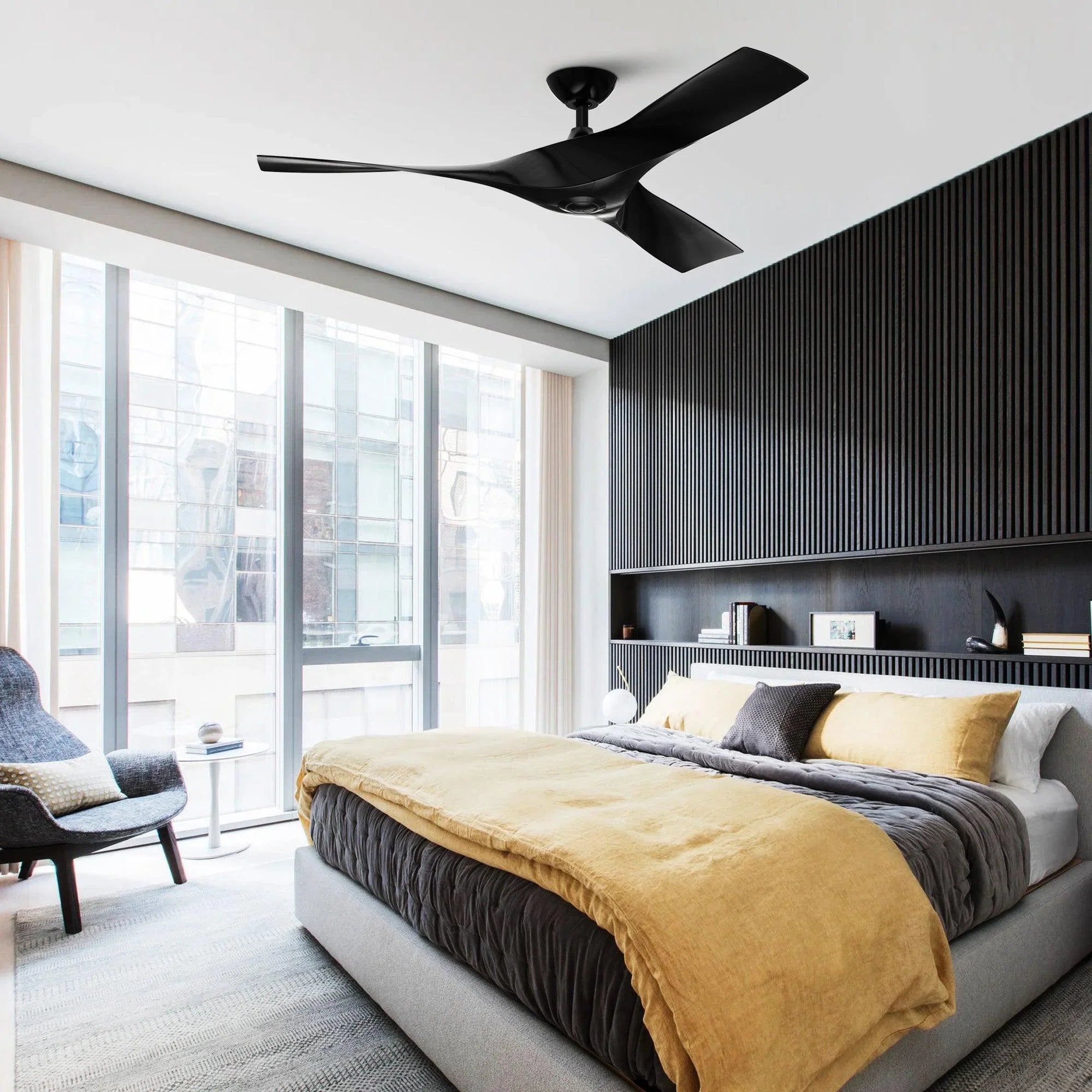 52" Windmill Industrial DC Motor Downrod Mount Reversible Ceiling Fan with Remote Control