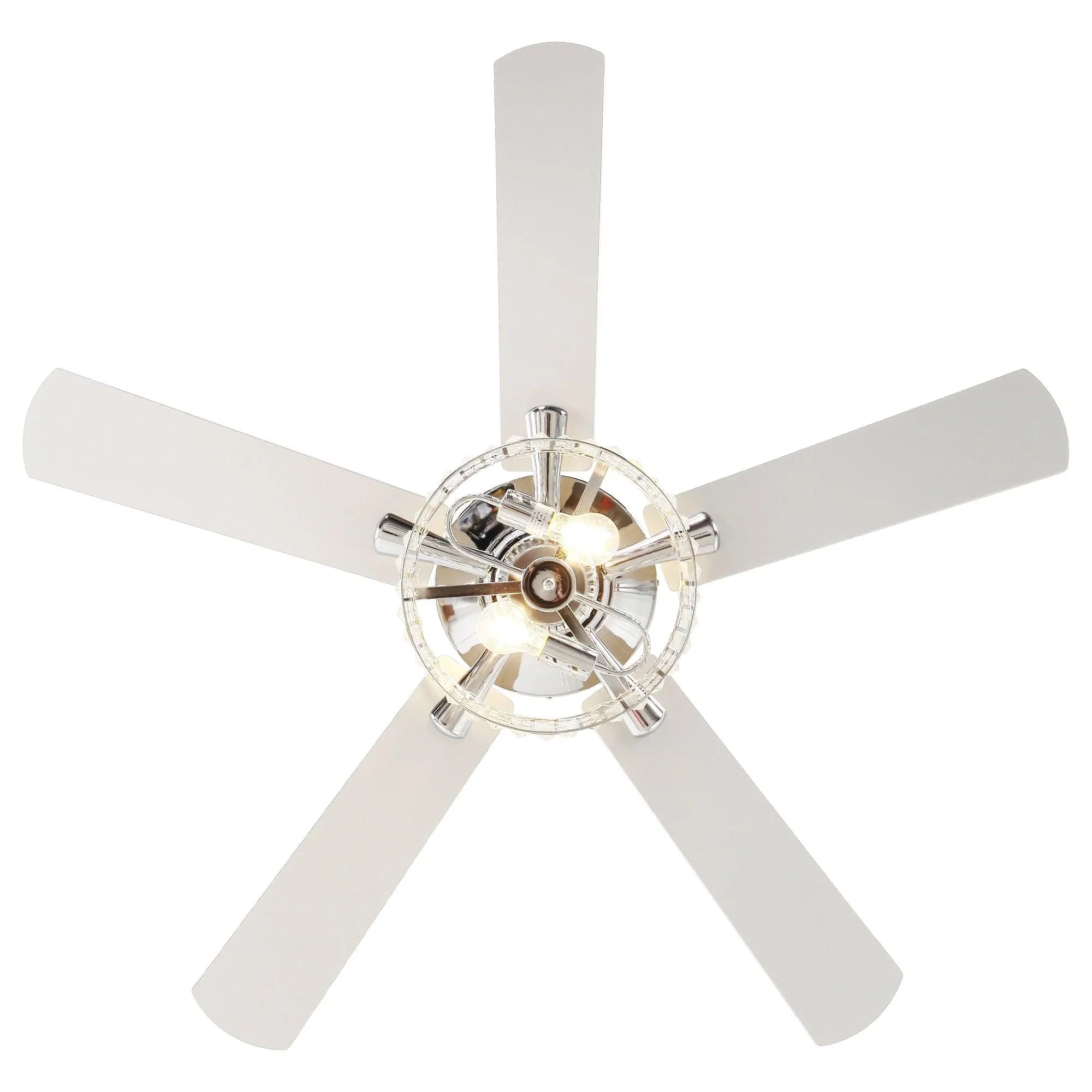 52" Dicken Modern Downrod Mount Reversible Crystal Ceiling Fan with Lighting