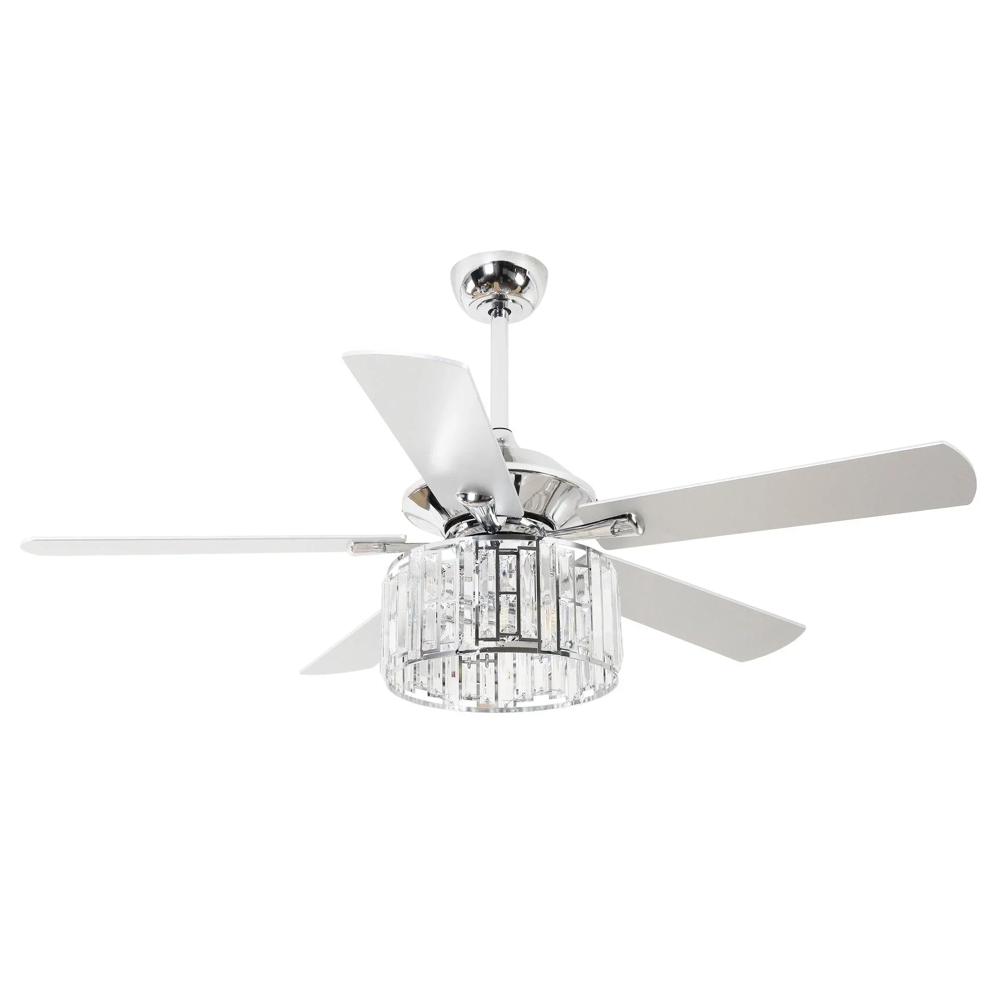 52" Dicken Modern Downrod Mount Reversible Crystal Ceiling Fan with Lighting