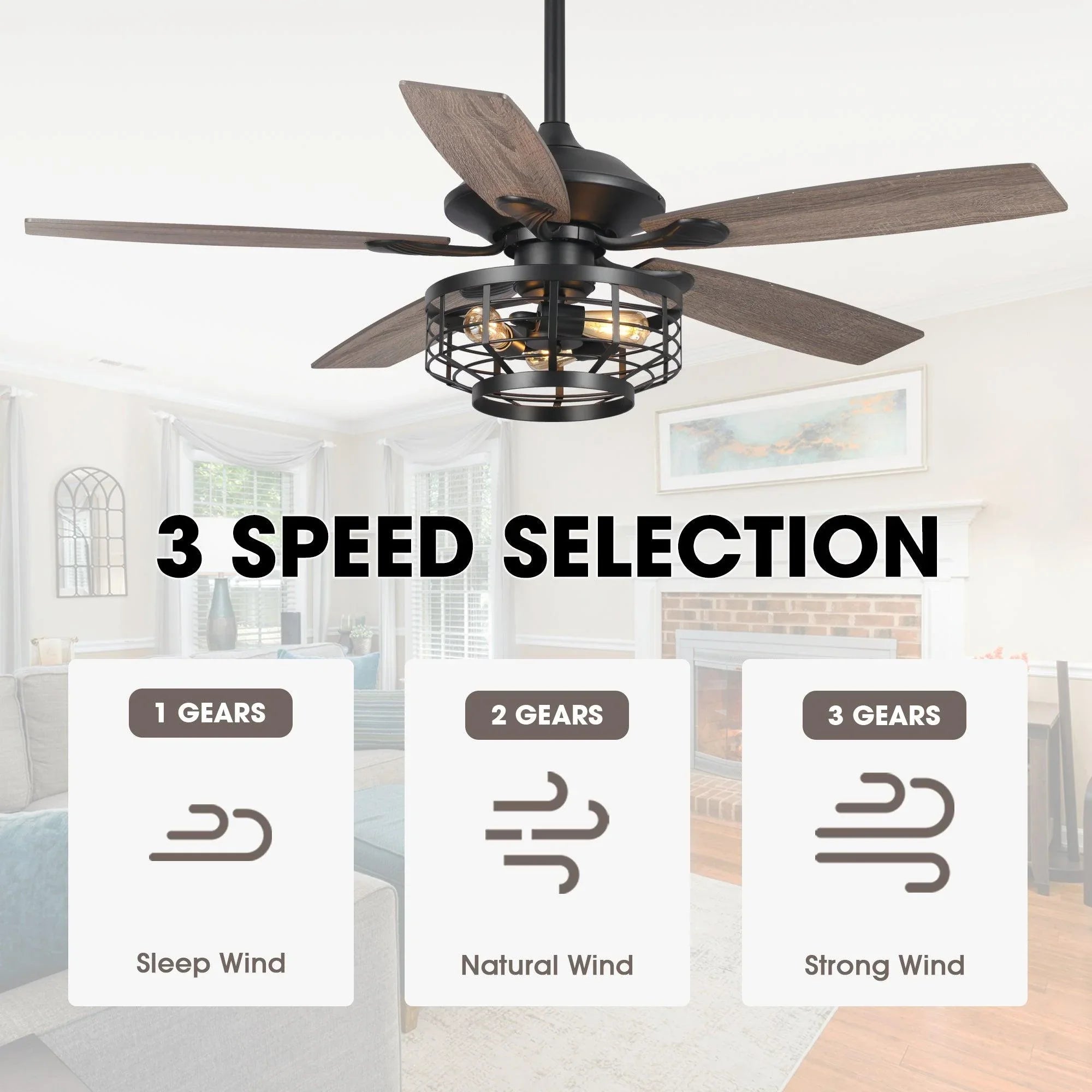 52" Paquette In Indoor Matte Black Industrial Ceiling Fan with Remote Control and Light Kit