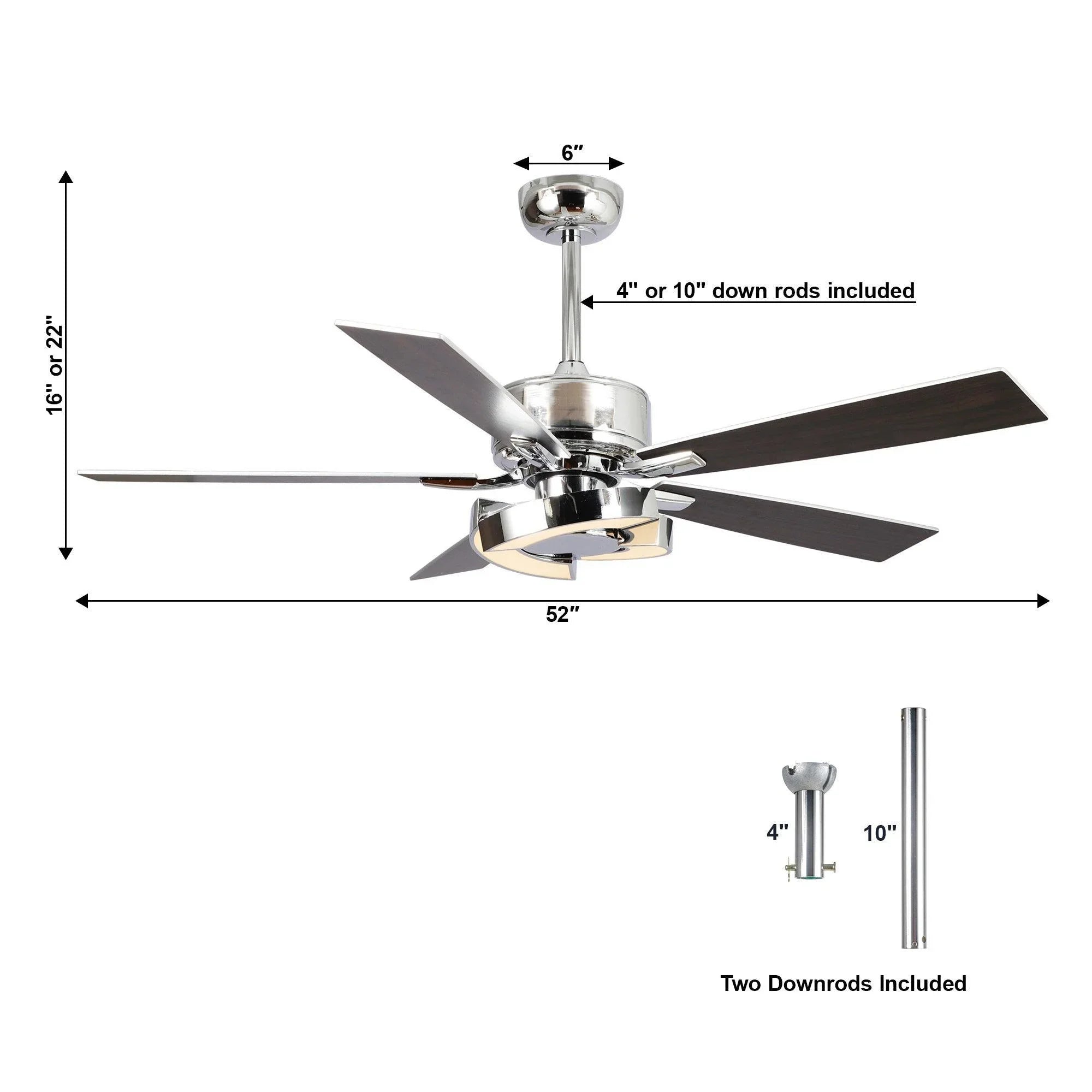 52" Vendome Industrial Downrod Mount Reversible Ceiling Fan with Lighting and Remote Control