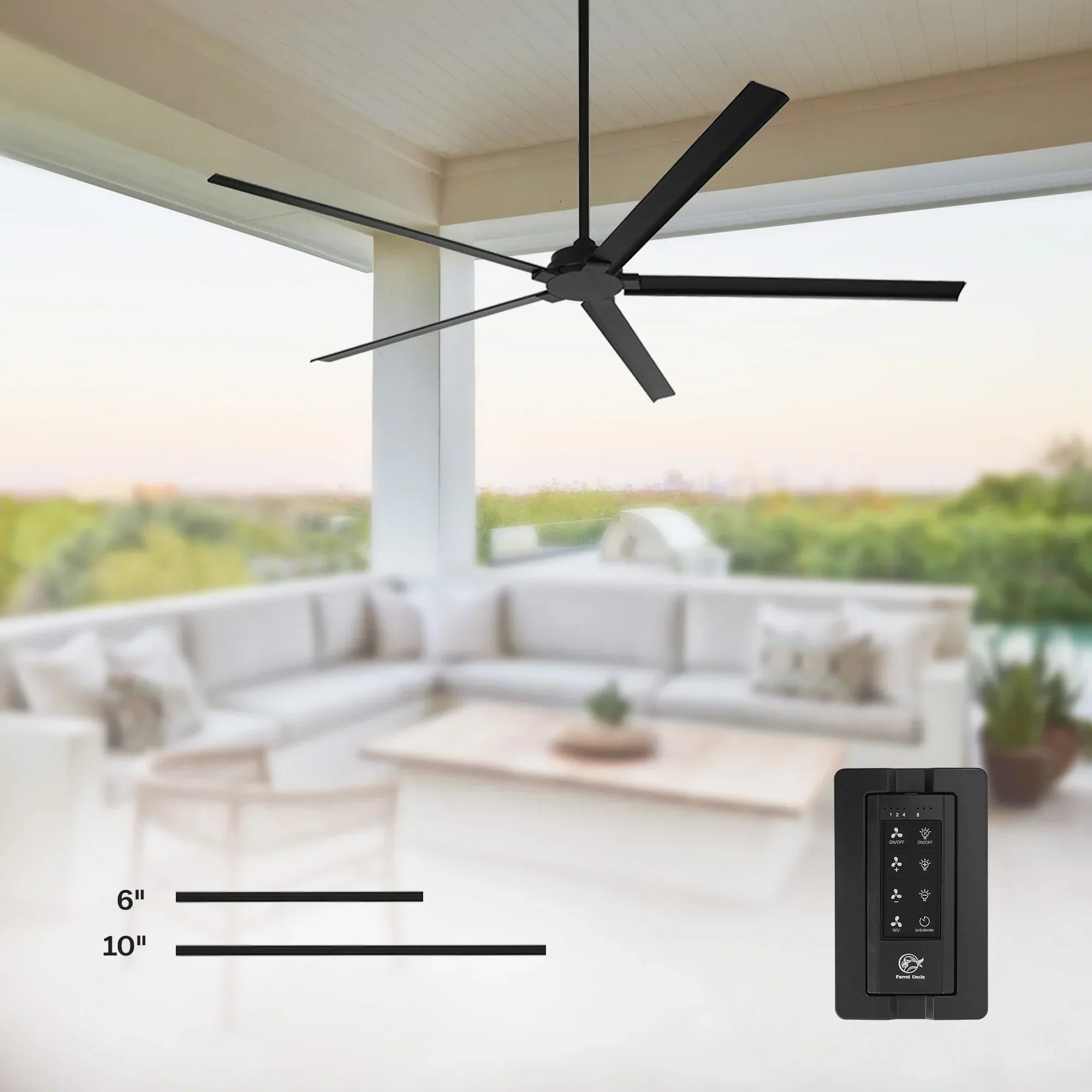 72 Inch 84 Inch Winni IPX4 Outdoor Downrod Mount Ceiling Fan with Remote Control
