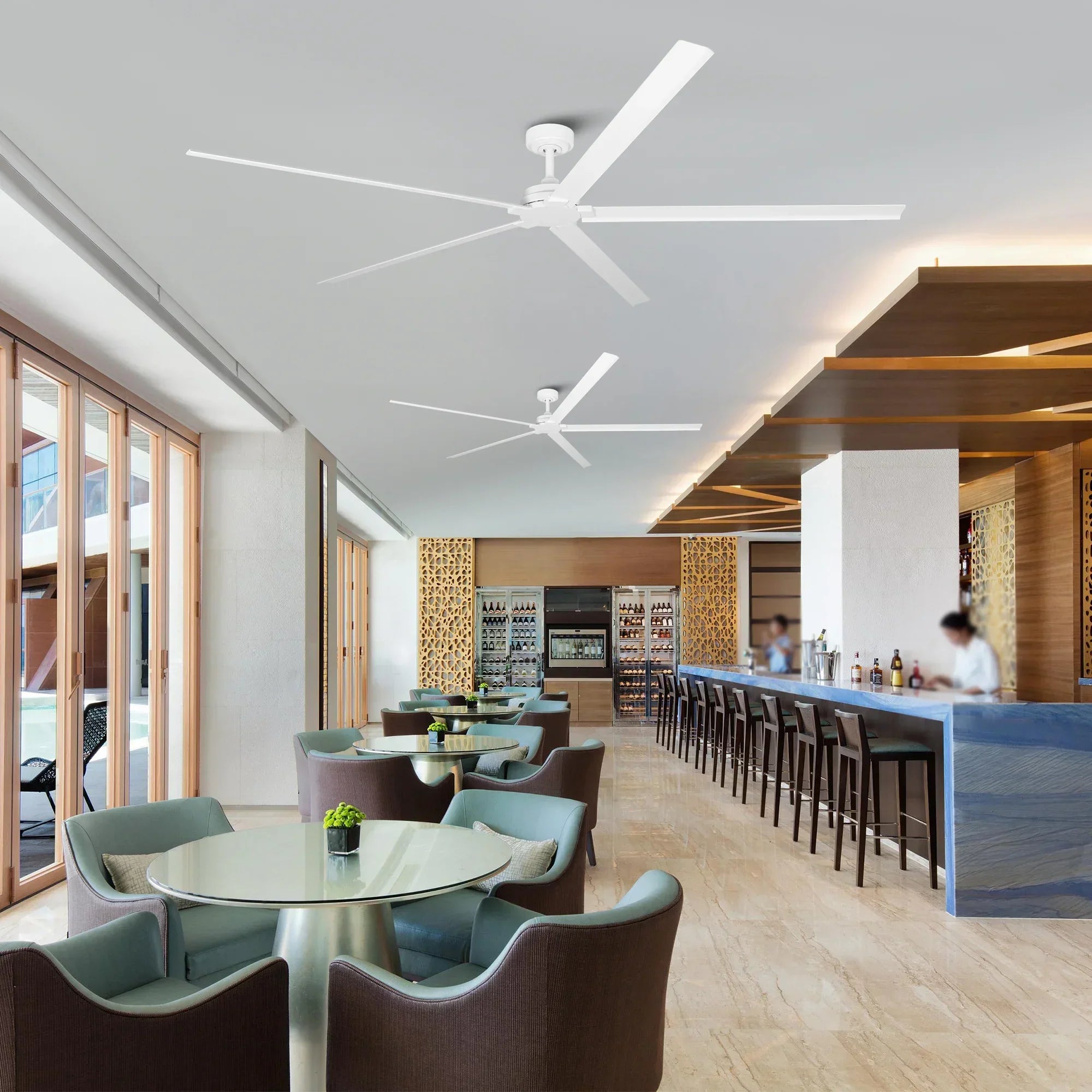 72 Inch 84 Inch Winni IPX4 Outdoor Downrod Mount Ceiling Fan with Remote Control