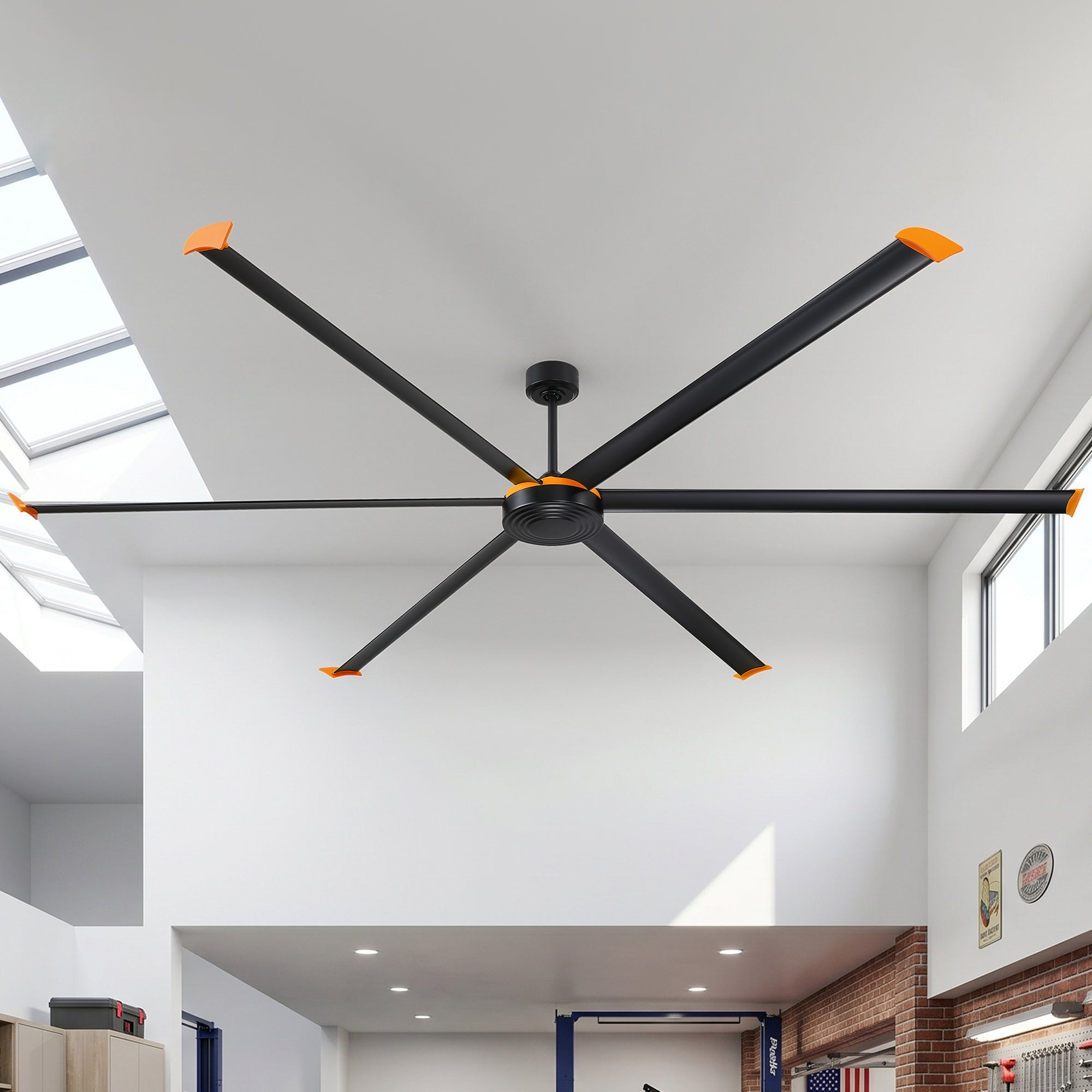 120" Isaac HVLS Fan Black Industrial Extra Large Ceiling Fan with Remote Control