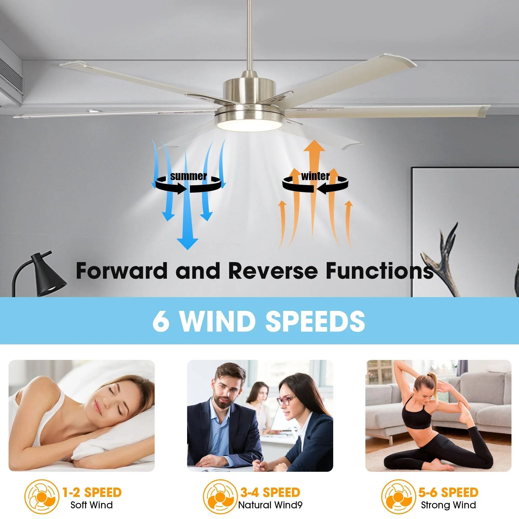 65 Inch Freda DC Motor Modern Ceiling Fan Led Light Remote Control
