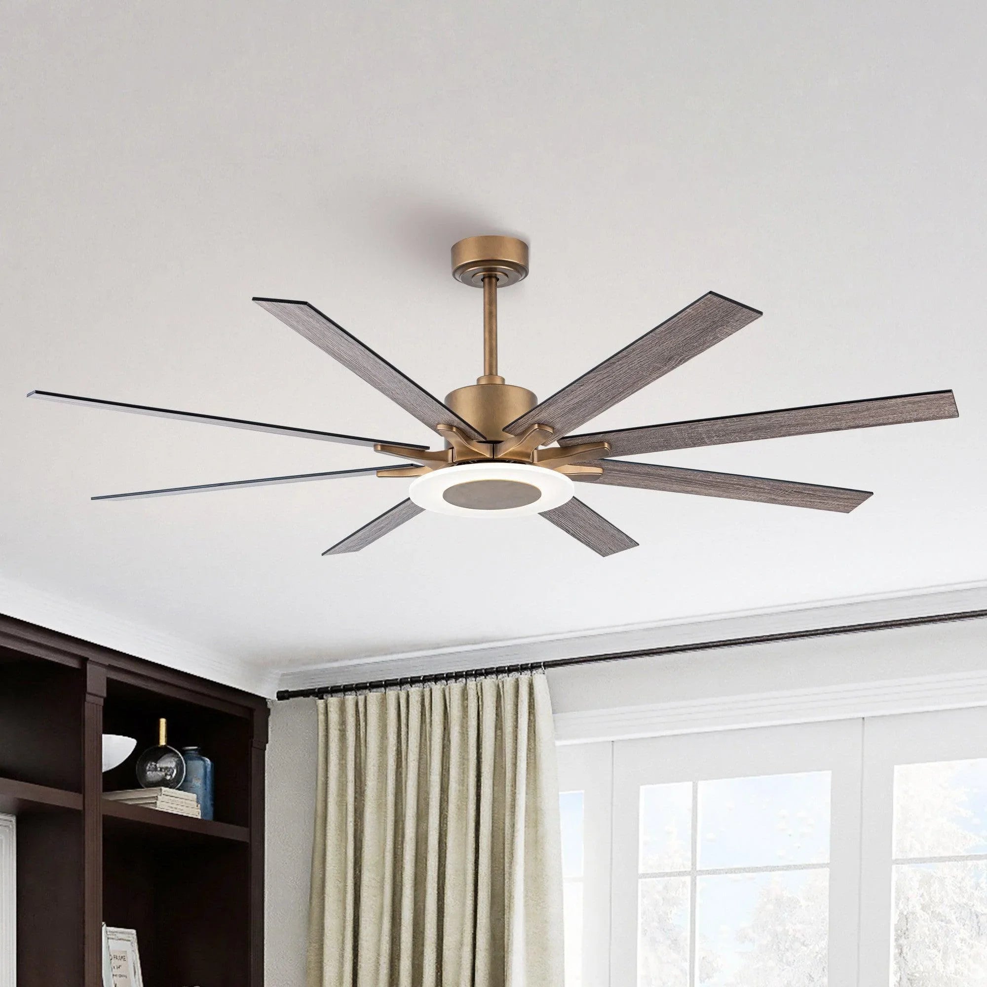 65" Modern Downrod Mount Reversible Ceiling Fan with Led Lighting and Remote Control