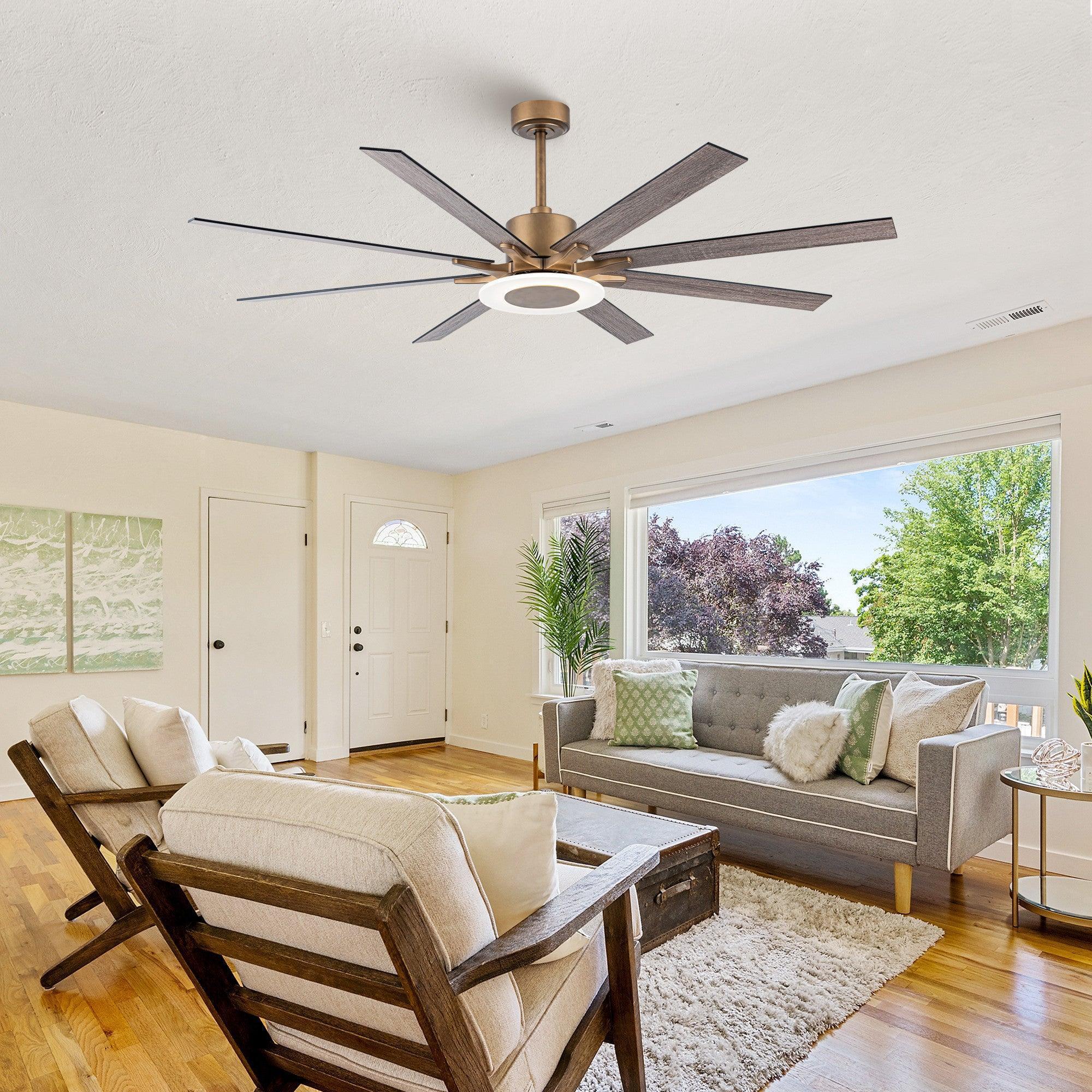65" Modern Downrod Mount Reversible Ceiling Fan with Led Lighting and Remote Control