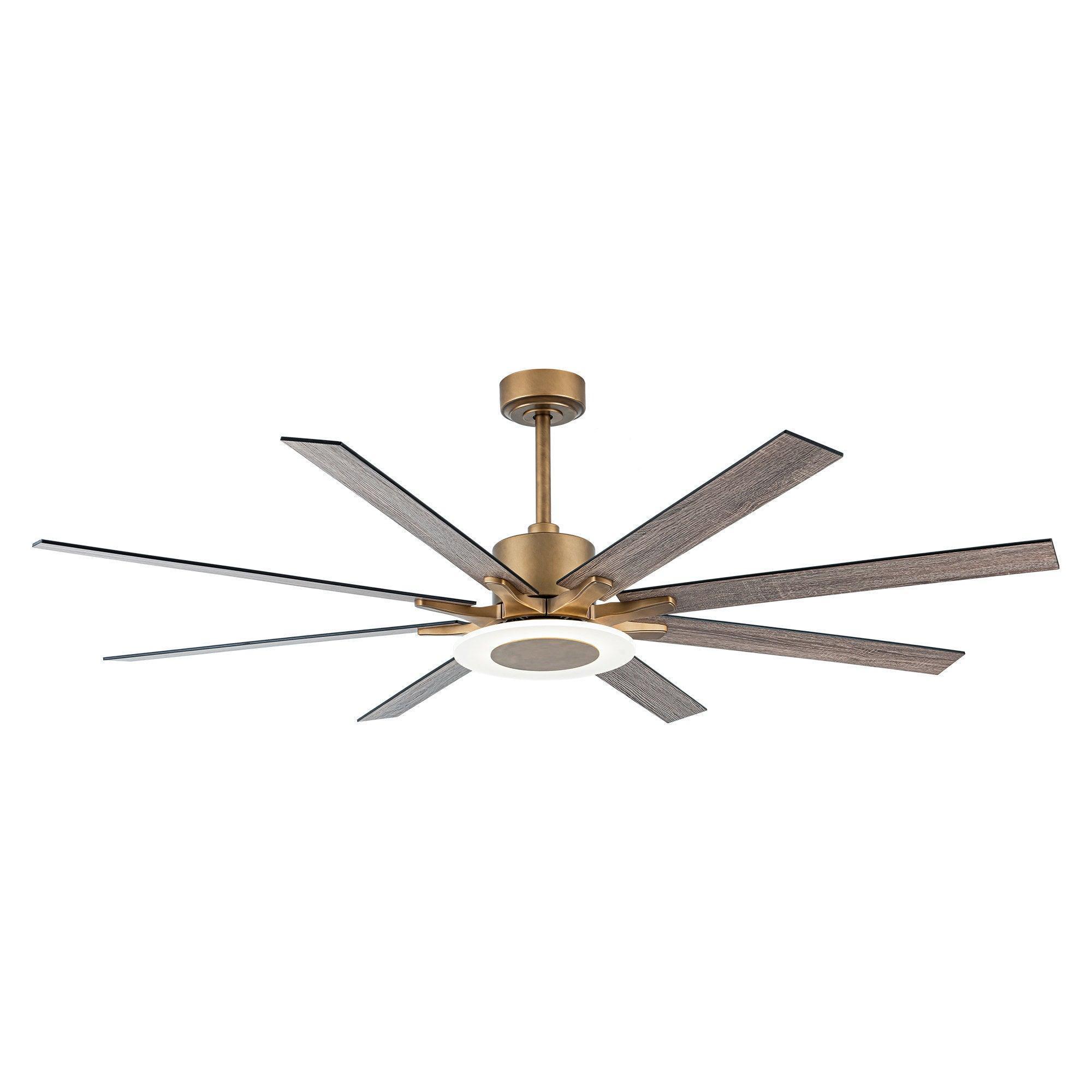 65" Modern Downrod Mount Reversible Ceiling Fan with Led Lighting and Remote Control