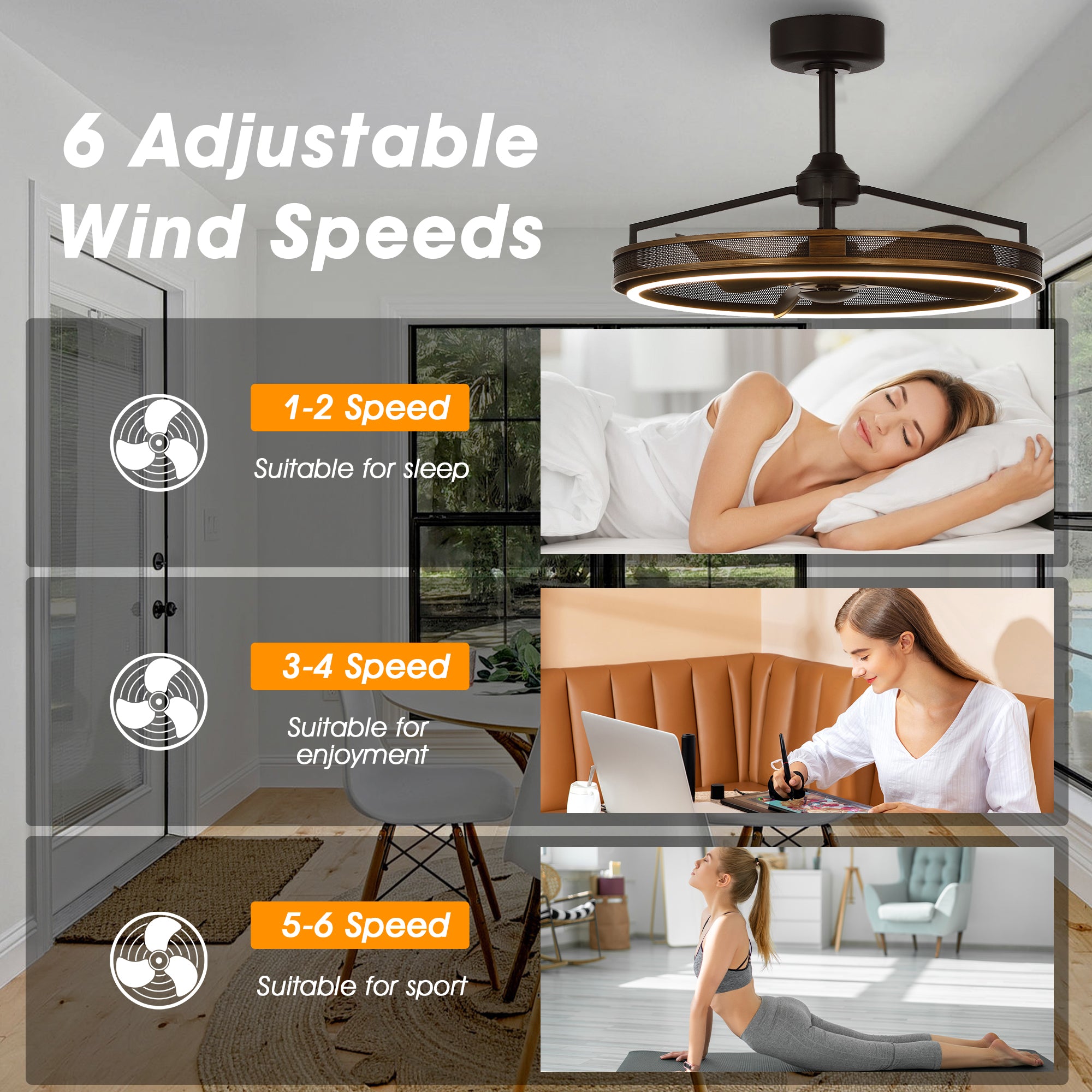 27" Jarpur Industrial Downrod Mount Ceiling Fan with LED Lighting and Remote Control