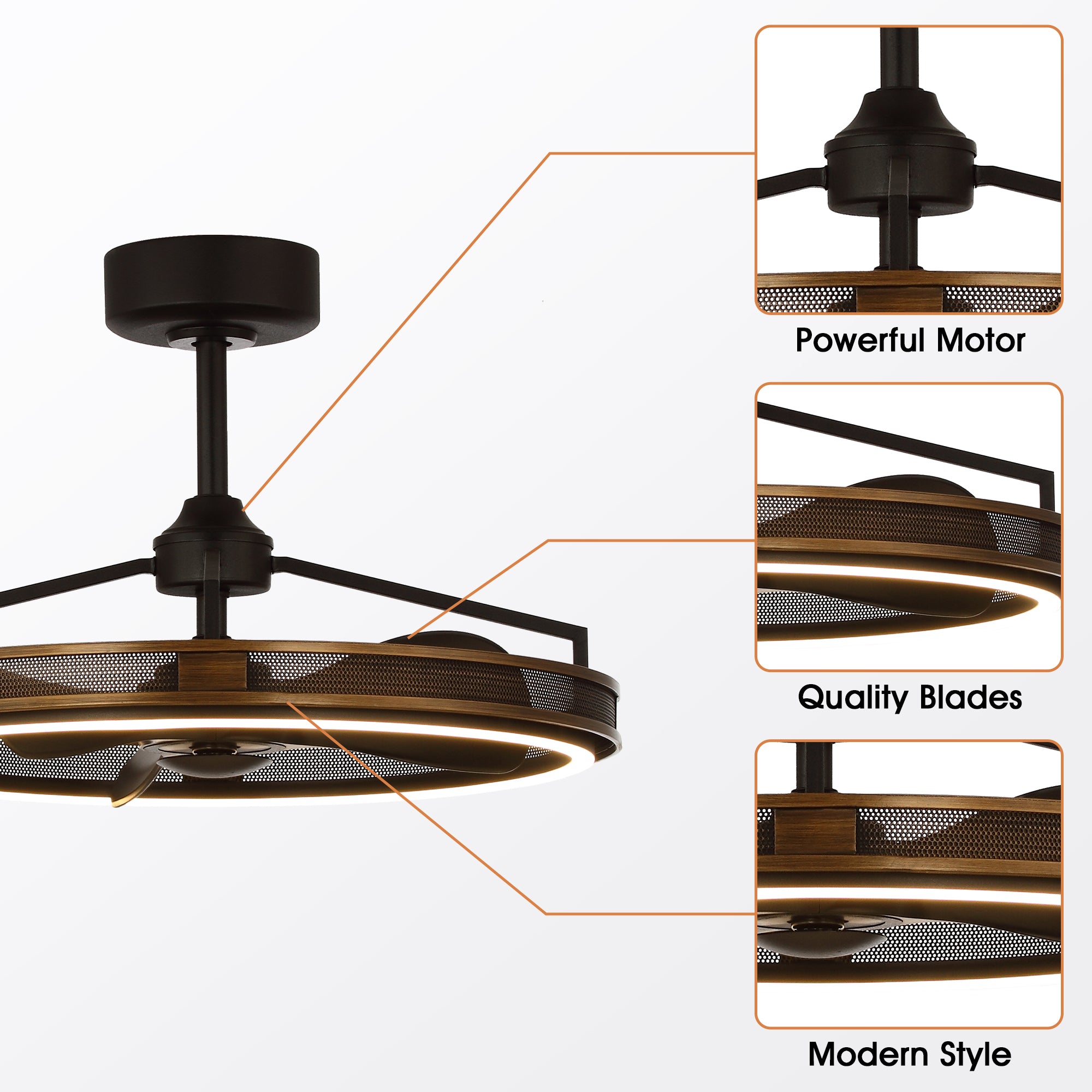 27" Jarpur Industrial Downrod Mount Ceiling Fan with LED Lighting and Remote Control