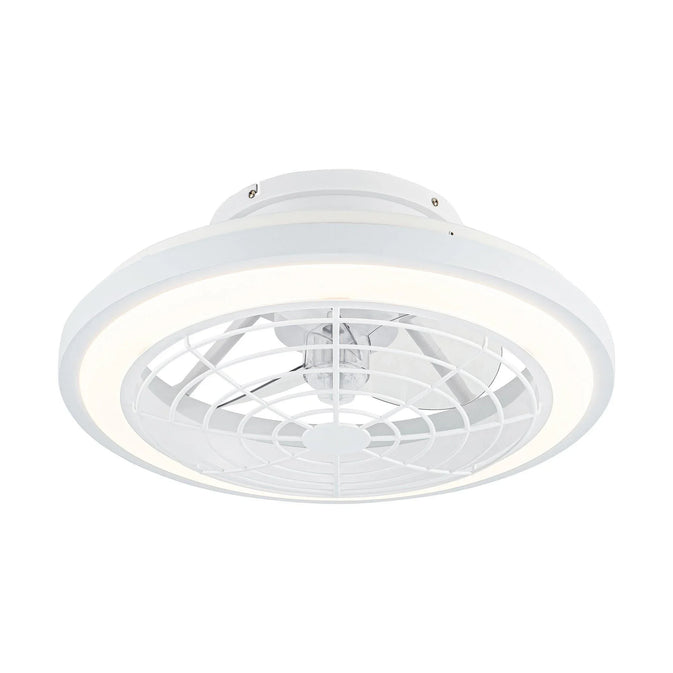 20" Ikon Industrial DC Motor Flush Mount Reversible Ceiling Fan with Lighting and Remote Control