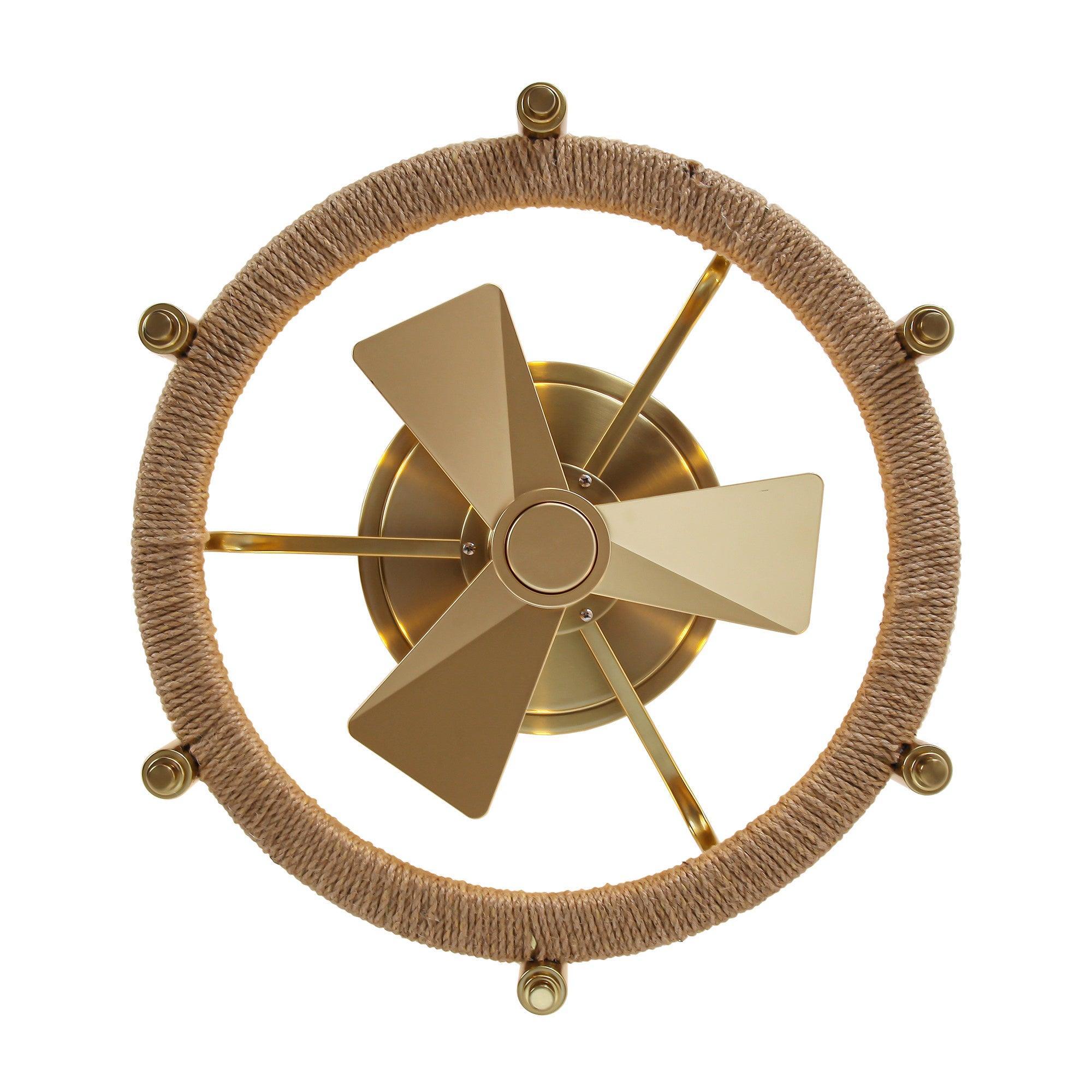 20" Flush Mount Golden Ceiling Fan with Light and Remote Control