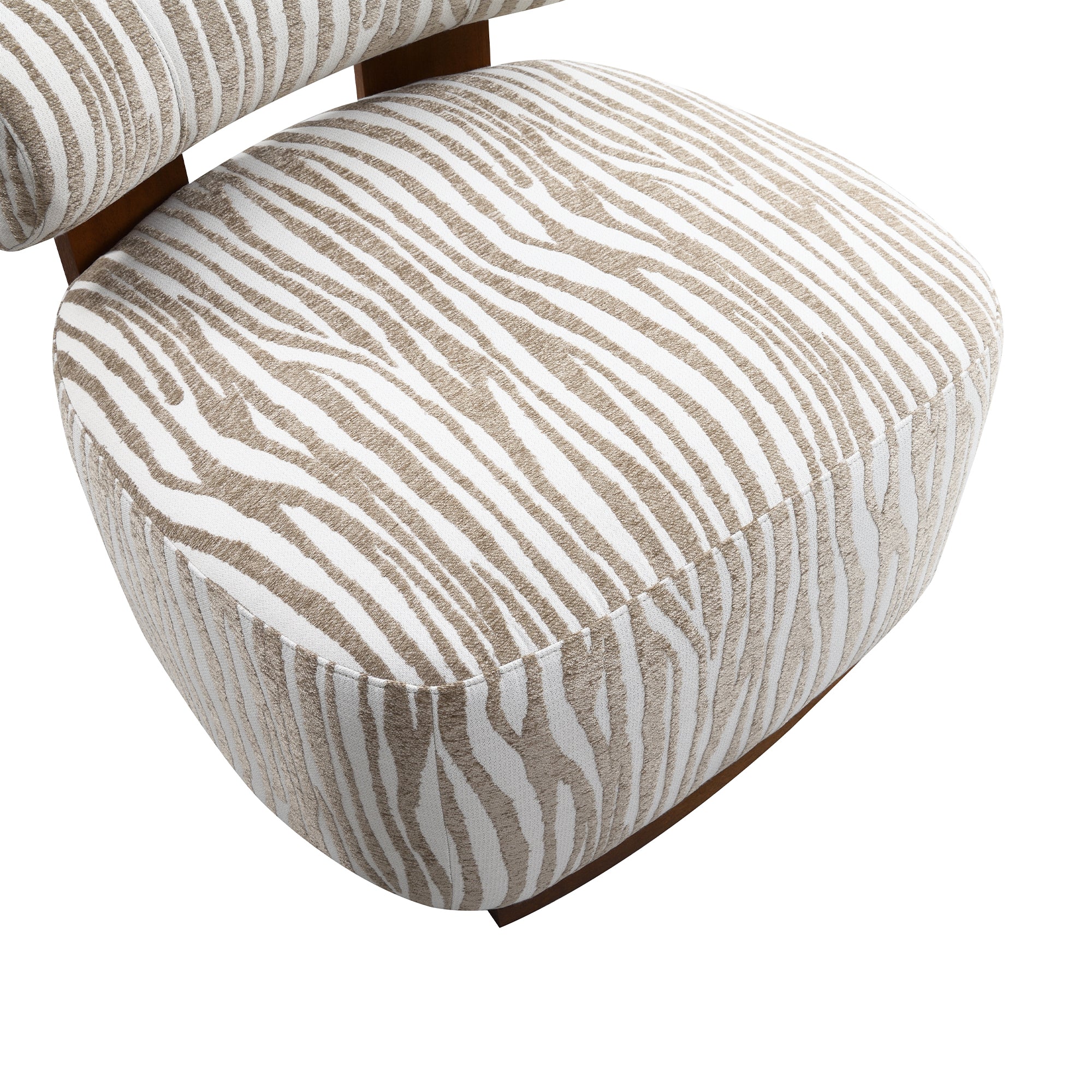 30 Inch Chenille Zebra-Stripe Accent Chair with Cylindrical Backrest