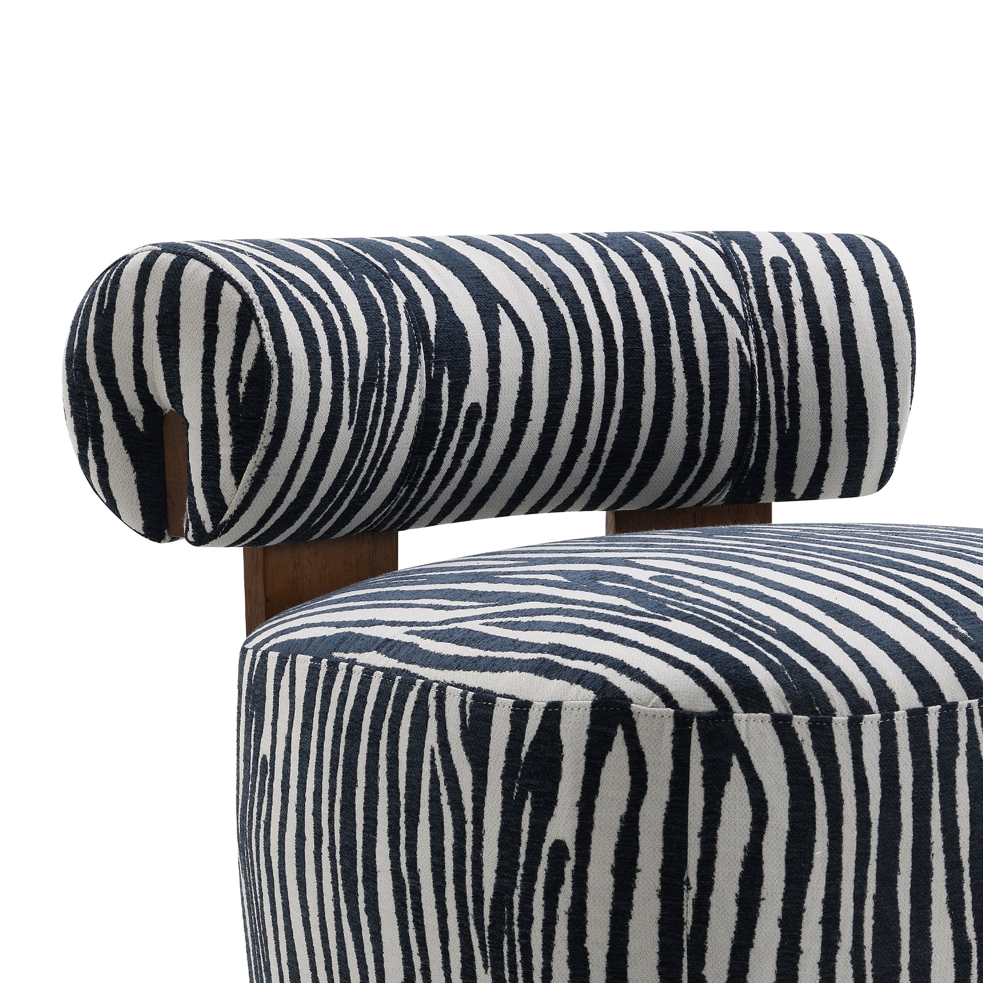 30 Inch Chenille Zebra-Stripe Accent Chair with Cylindrical Backrest