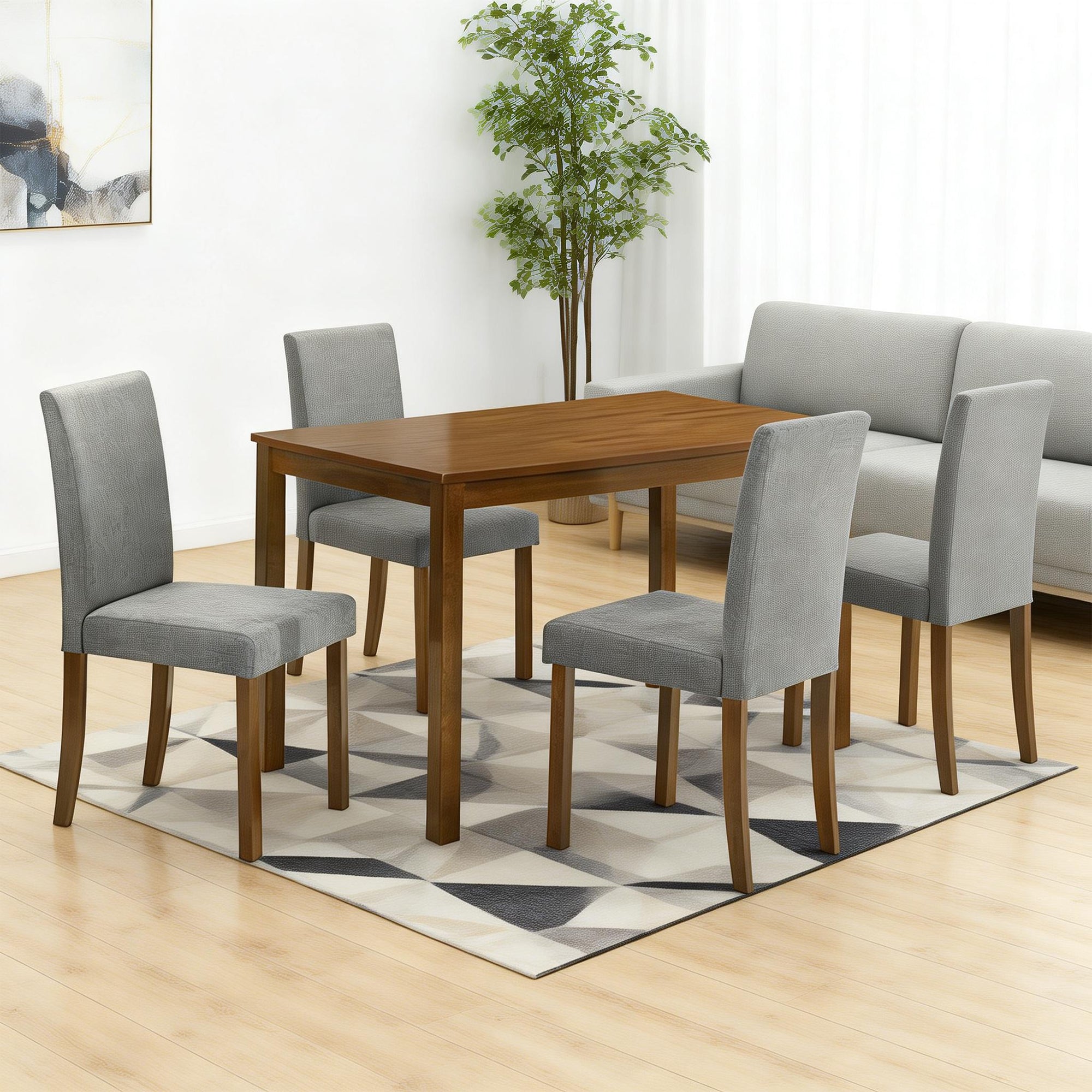 Worland 43 Inch Espresso 5-Piece Rectangle Dining Table with 4 Side Chairs